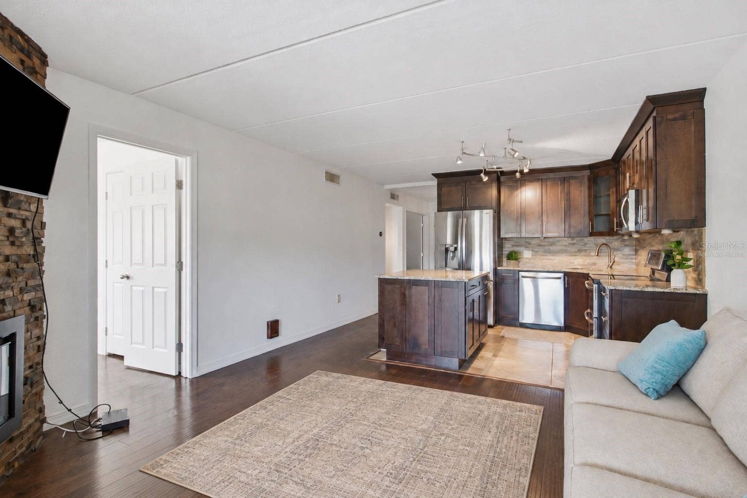family room- Virtually staged rug