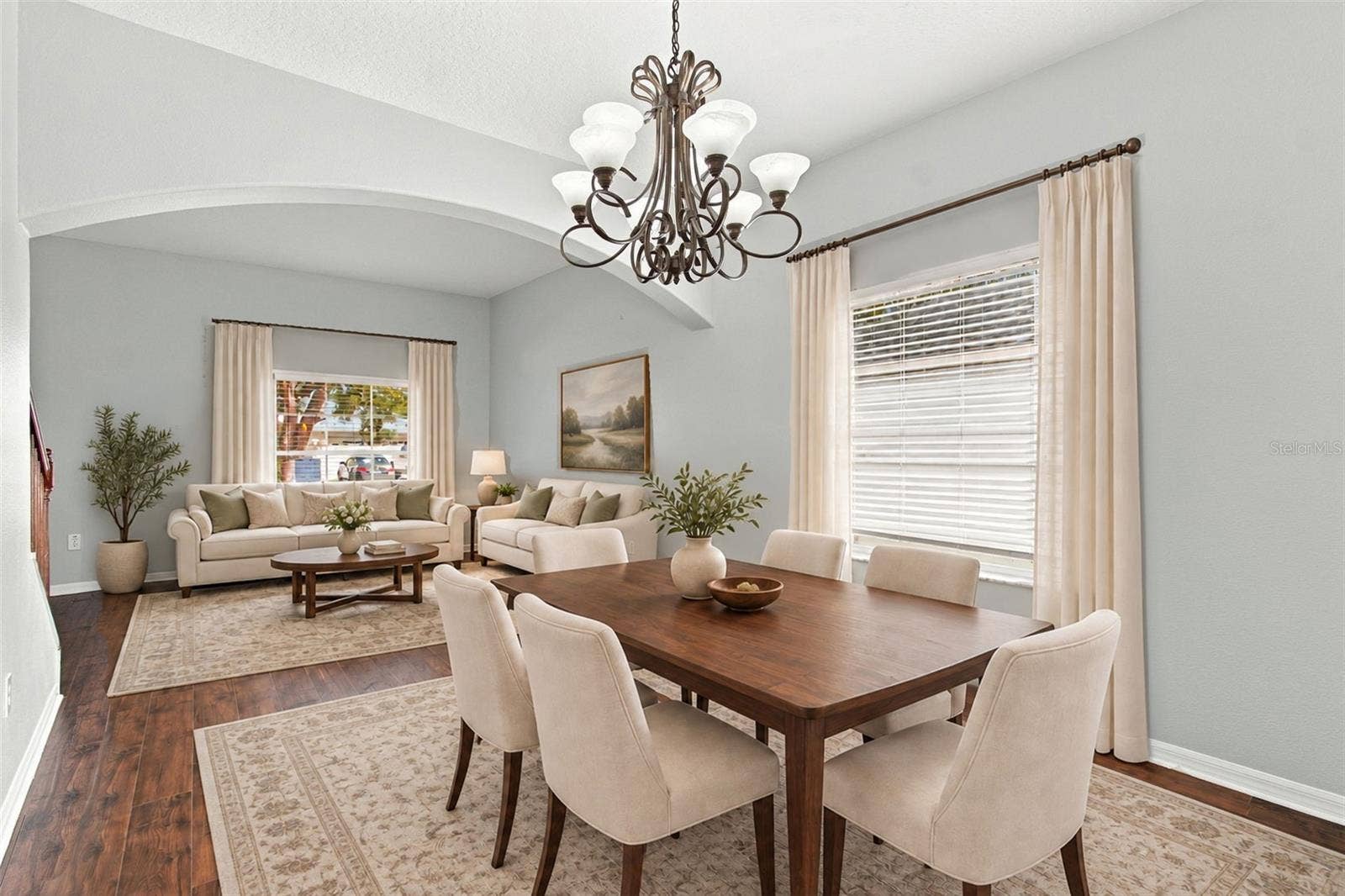 525 POWDER VIEW DRIVE, Ruskin, FL 33570 Virually Staged. Living Room and Dining Room
