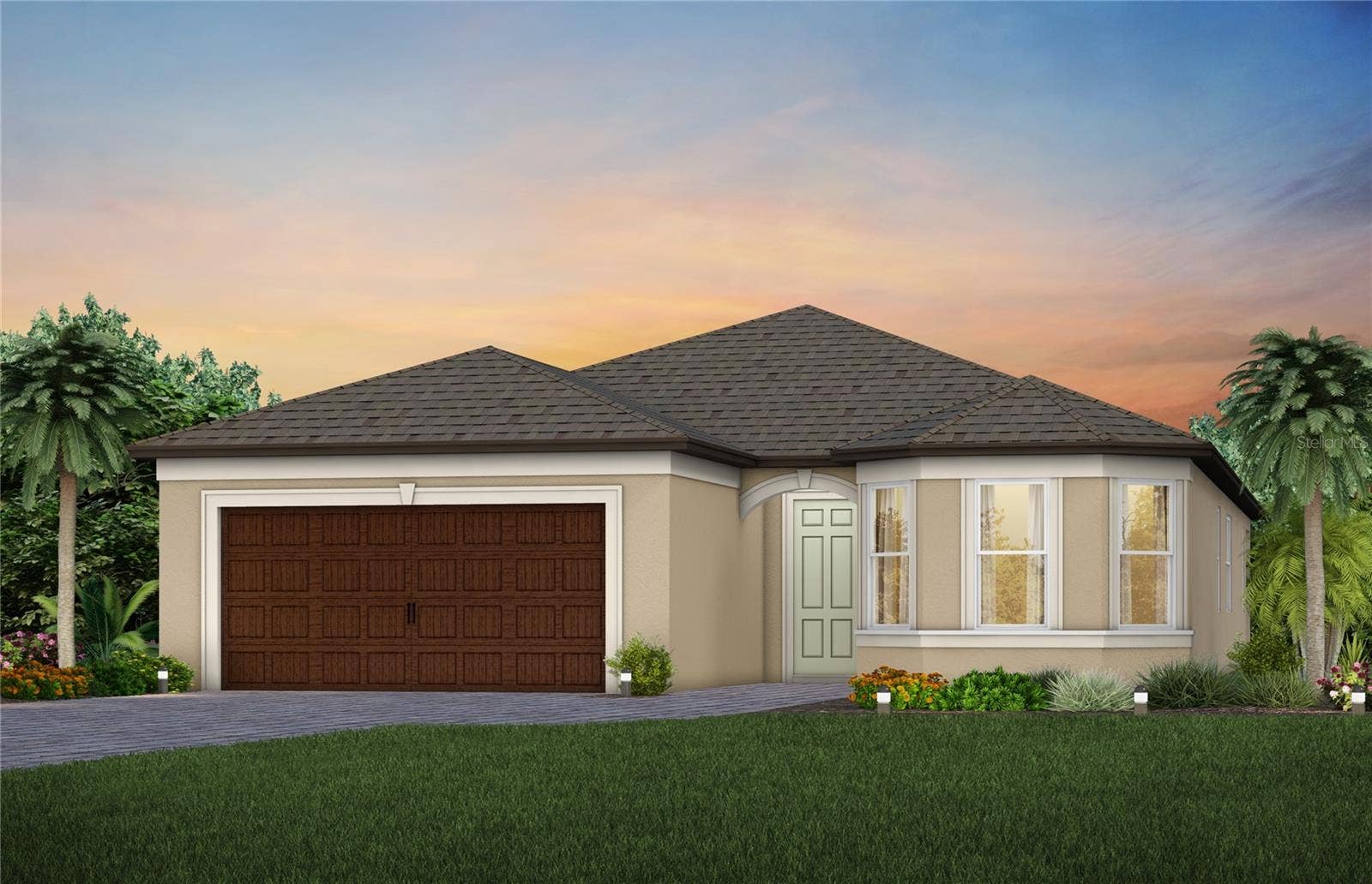 6635 BLAZING SPIRIT STREET, Wesley Chapel, FL 33545 Exterior Rendering, Elevation FM2