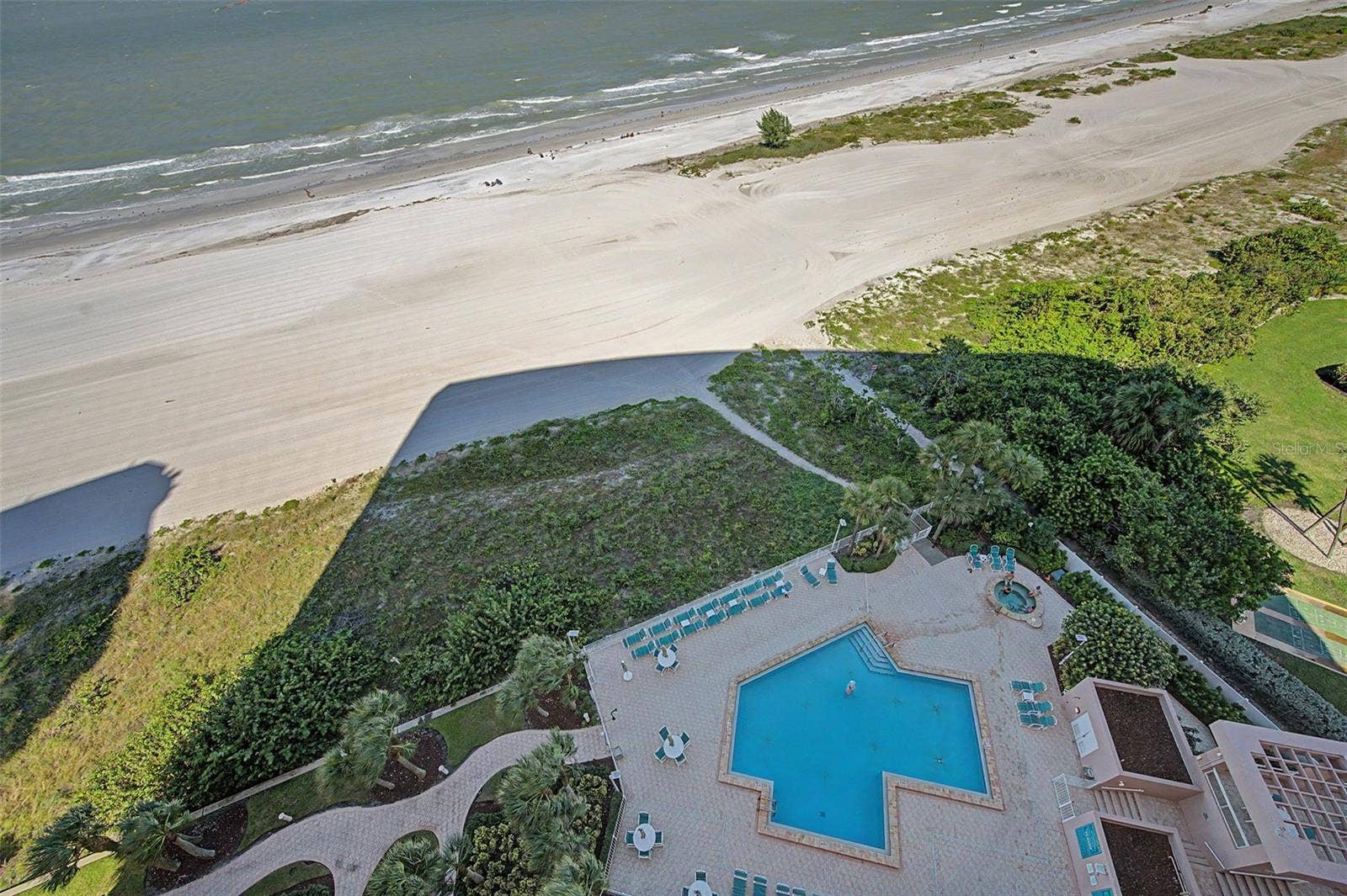 Looking down on the Community pool for the building.