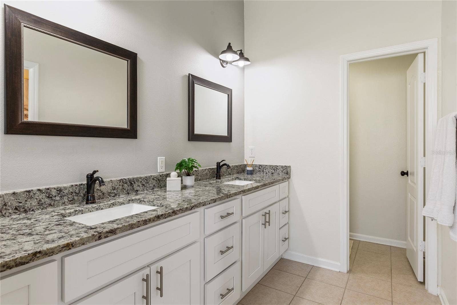 Double sink vanity with drawers and storage galore