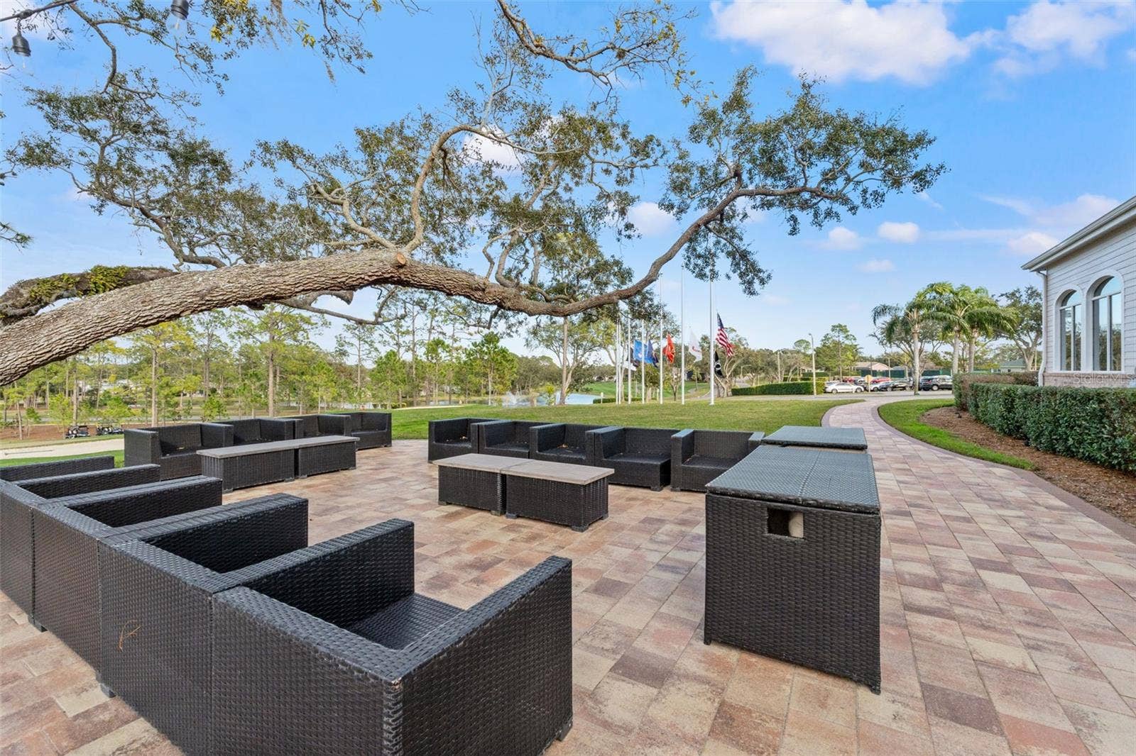 Outside seating at clubhouse