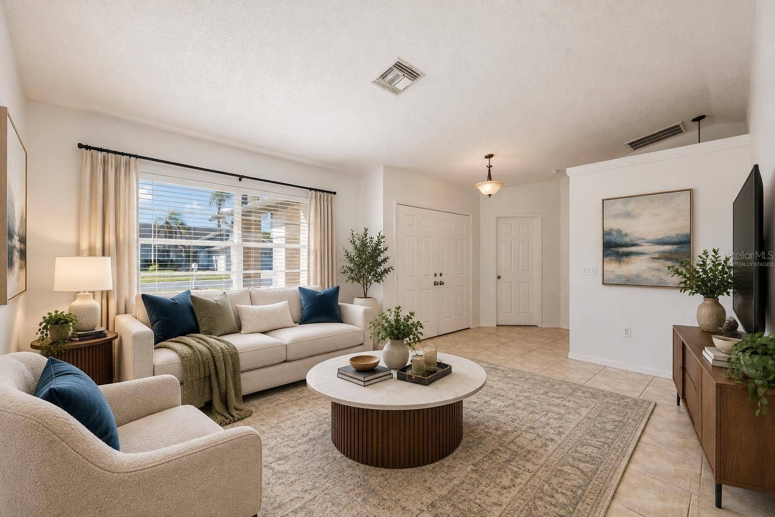 Virtually staged living room