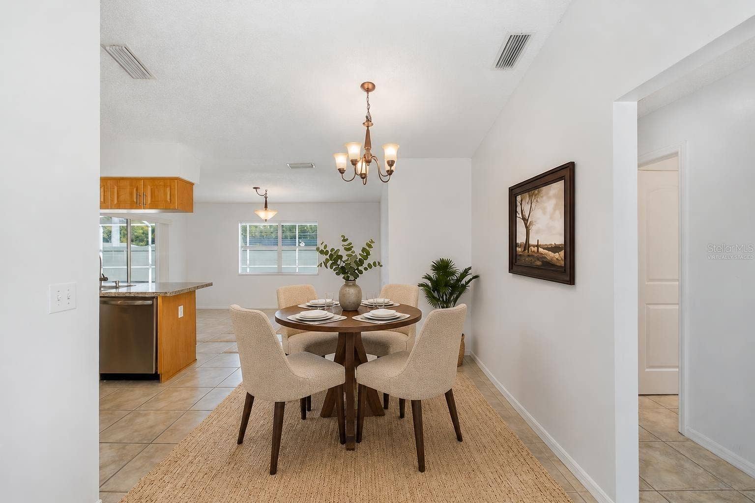 Virtually staged dining area