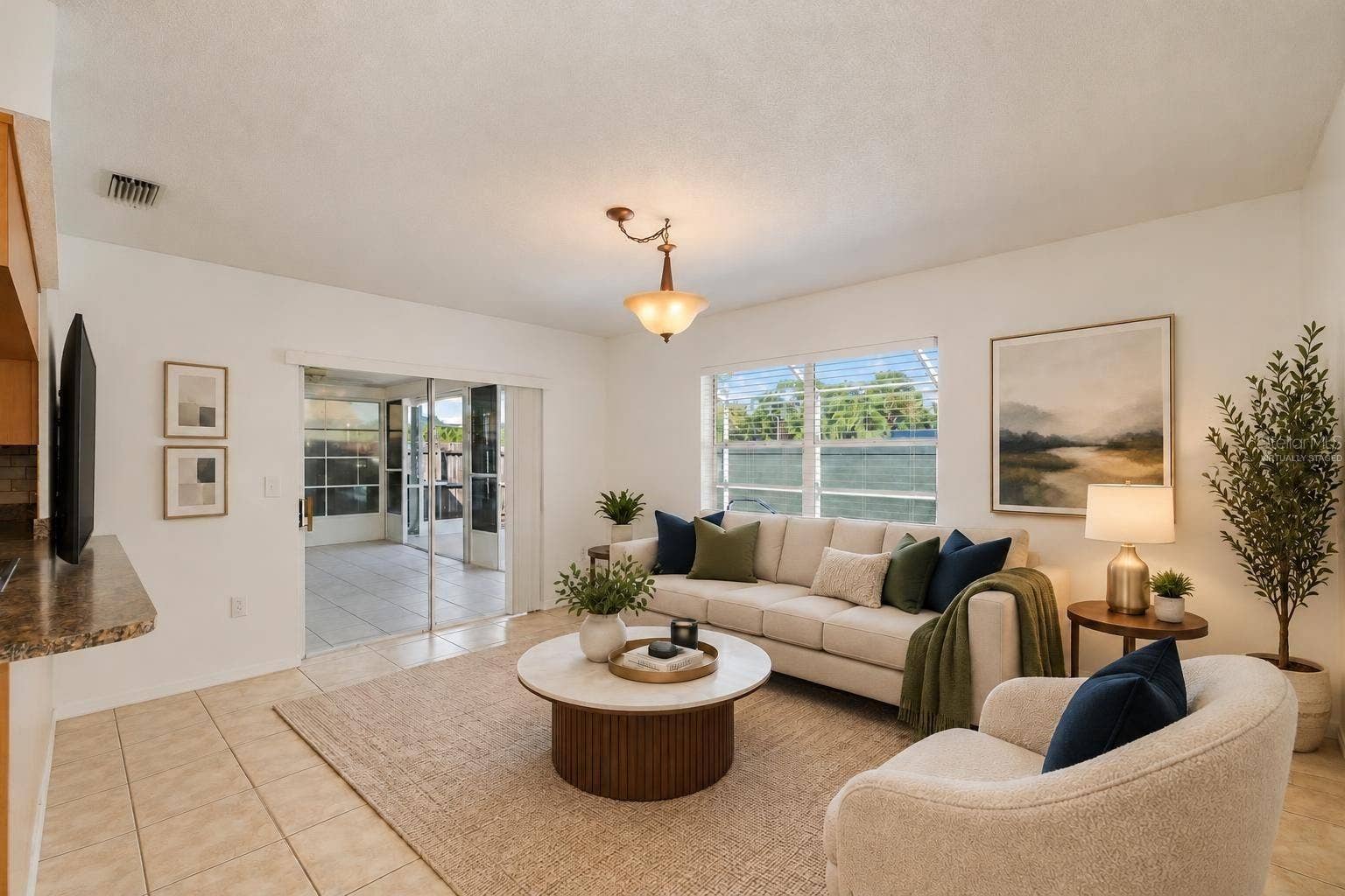 Virtually staged family room