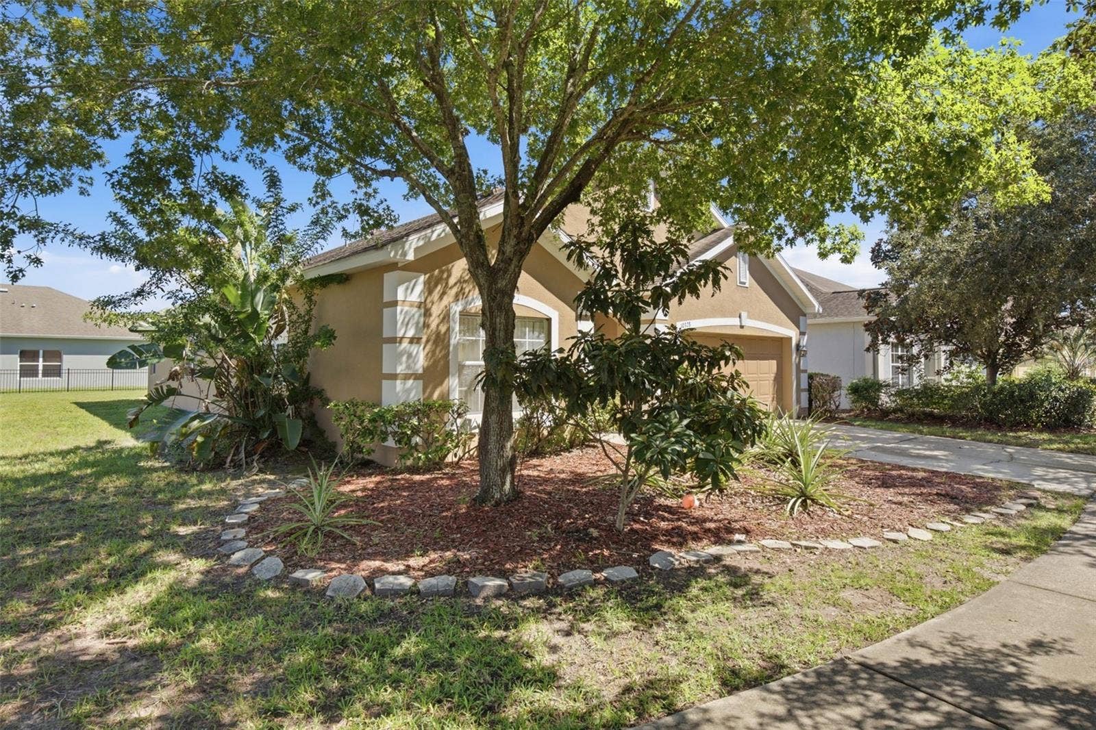 Side view of front yard