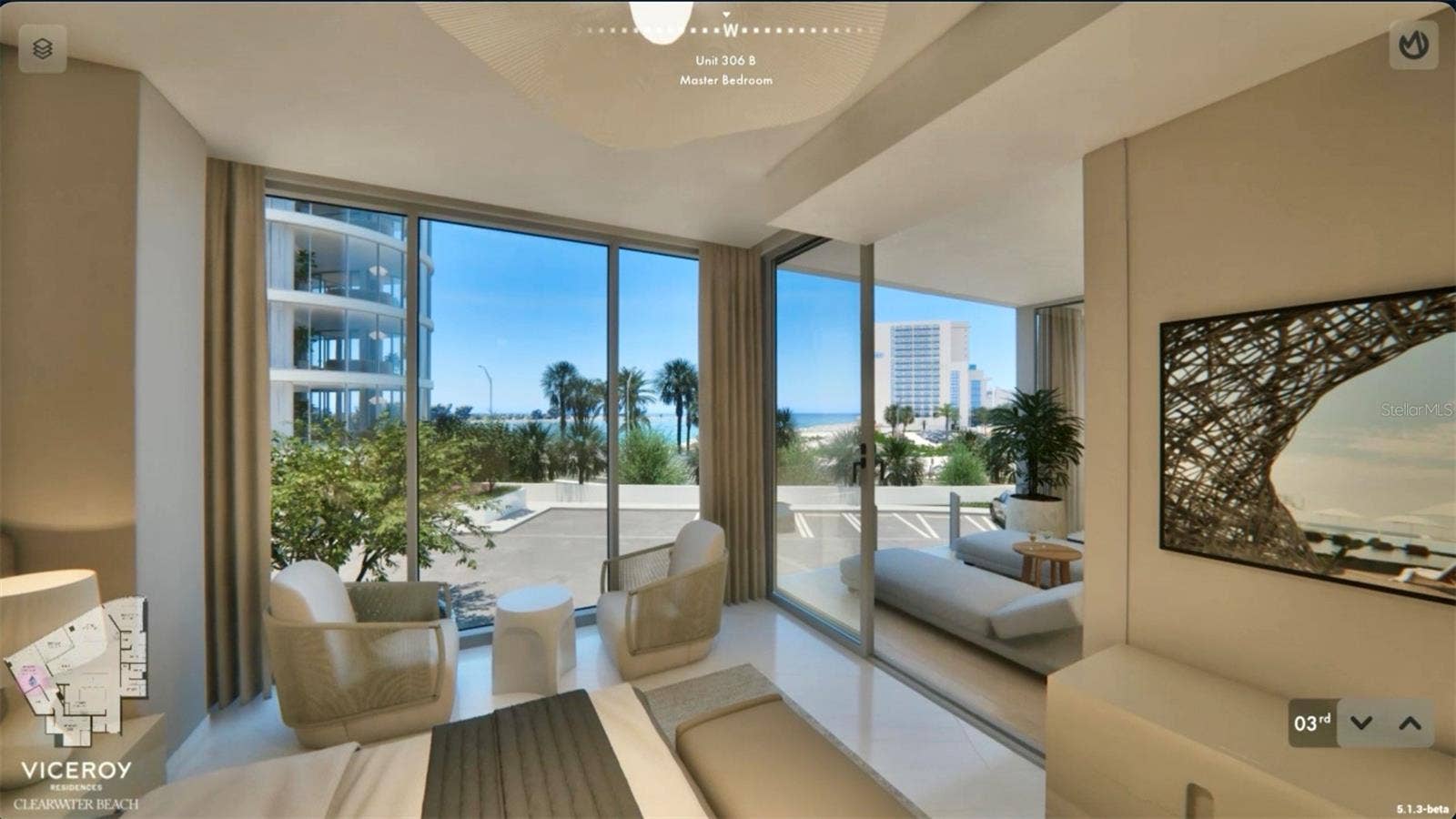 805 S GULFVIEW BOULEVARD, #306B, Clearwater, FL 33767 Primary Bedroom and Patio - To Be Built