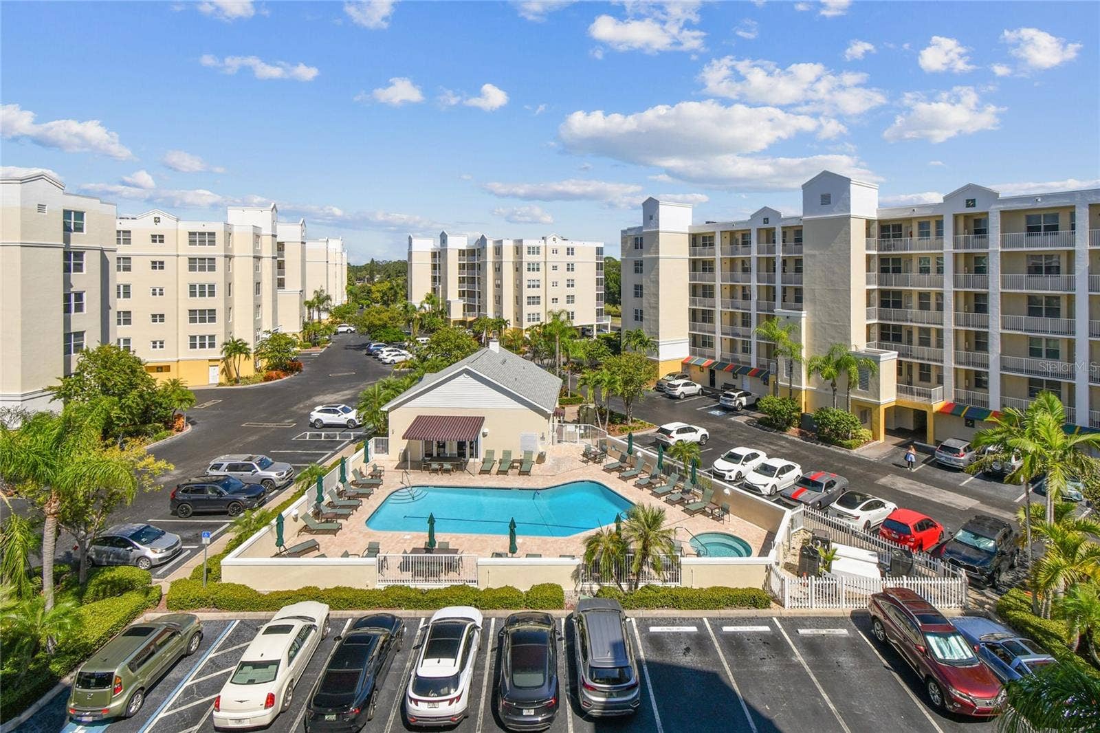 1200 COUNTRY CLUB DRIVE, #3202, Largo, FL 33771 View from front Balcony /Club House and Pool strait across