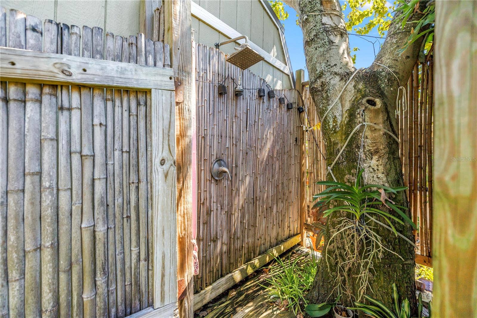 Outdoor shower with a dedicated 30GAL water heater