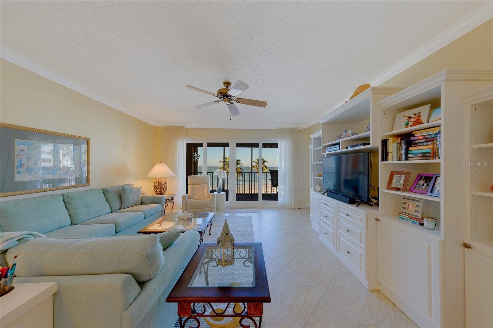 16600 GULF BOULEVARD, #433, North Redington Beach, FL 33708 Living Room looking towards patio