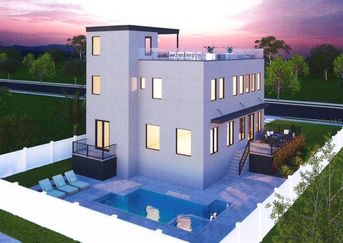 2902 N PERRY AVENUE, Tampa, FL 33602 Contemporary side and rear view with roof top deck.