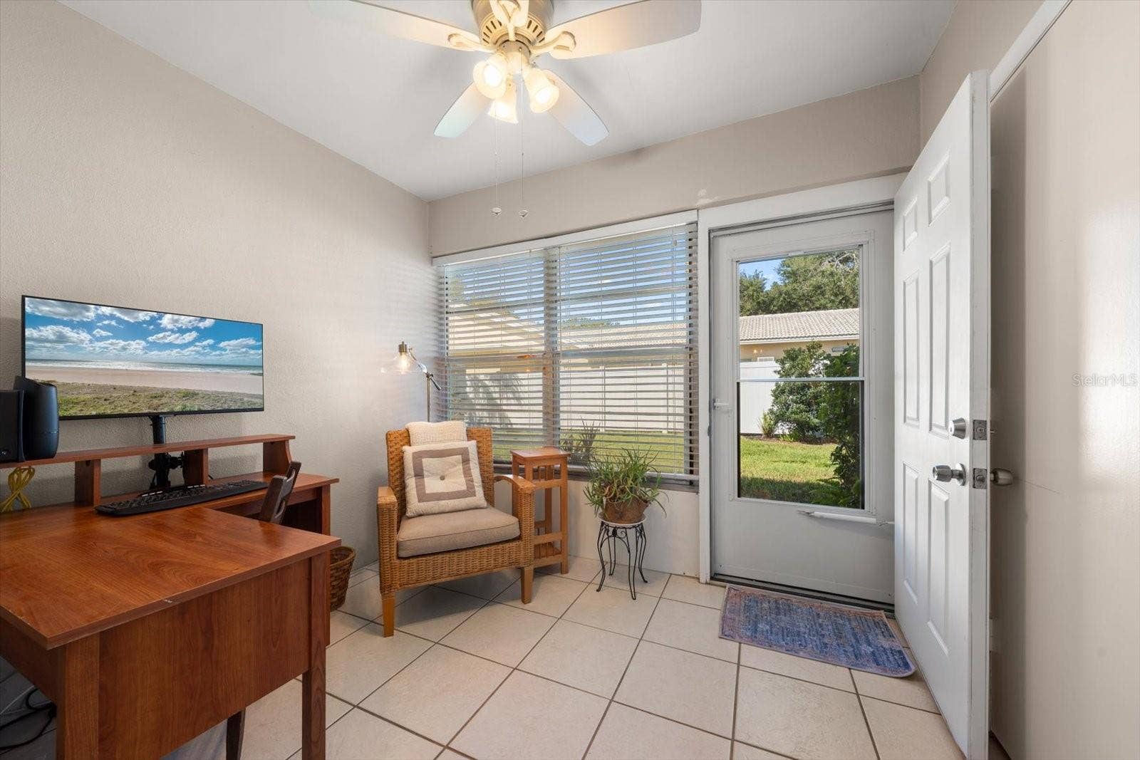 Enclosed sunroom with storage closet,