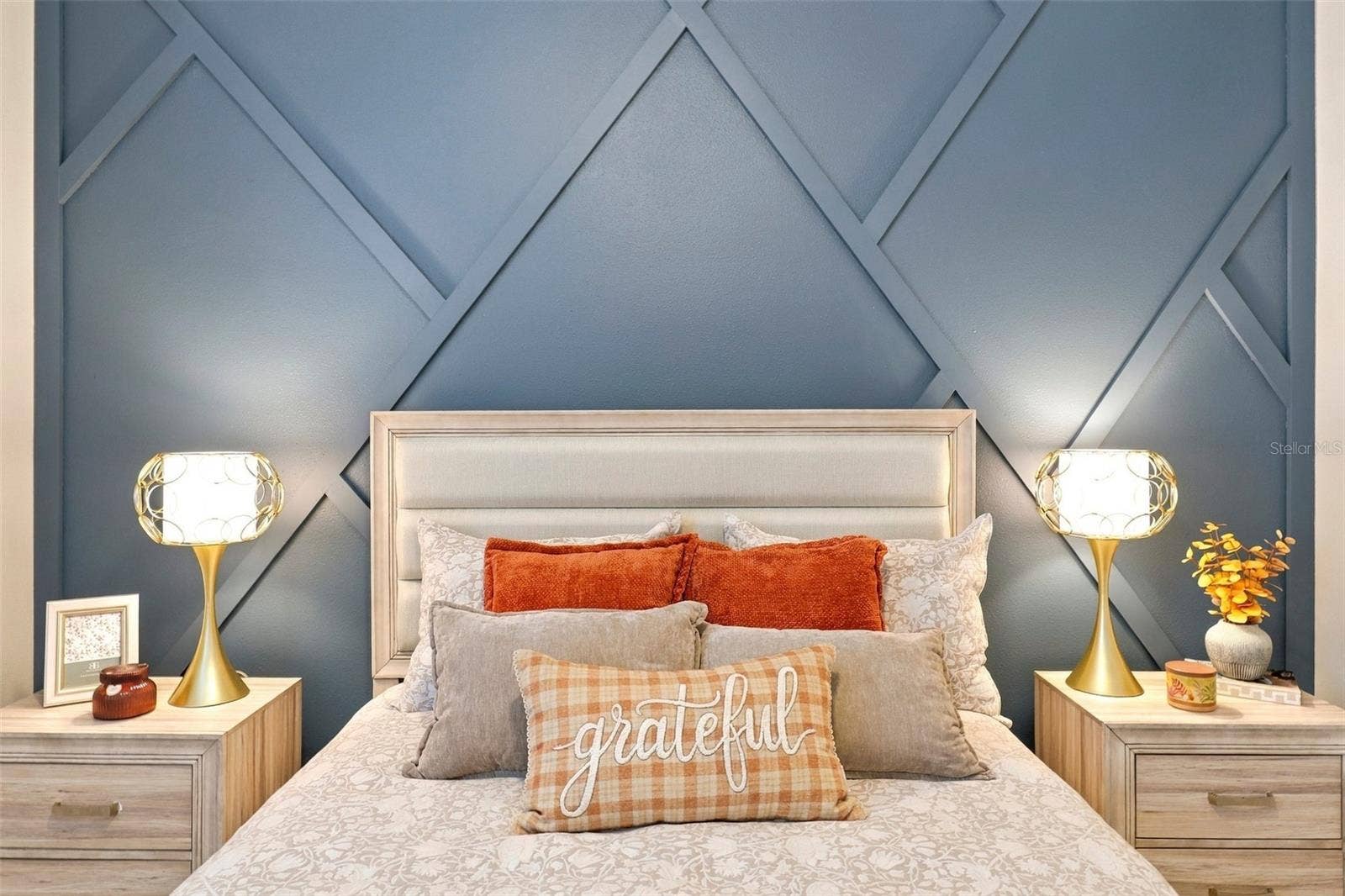 33310 MAJOR OAK DRIVE, Wesley Chapel, FL 33545 Bedroom Highlighting Geometric Accent Wall