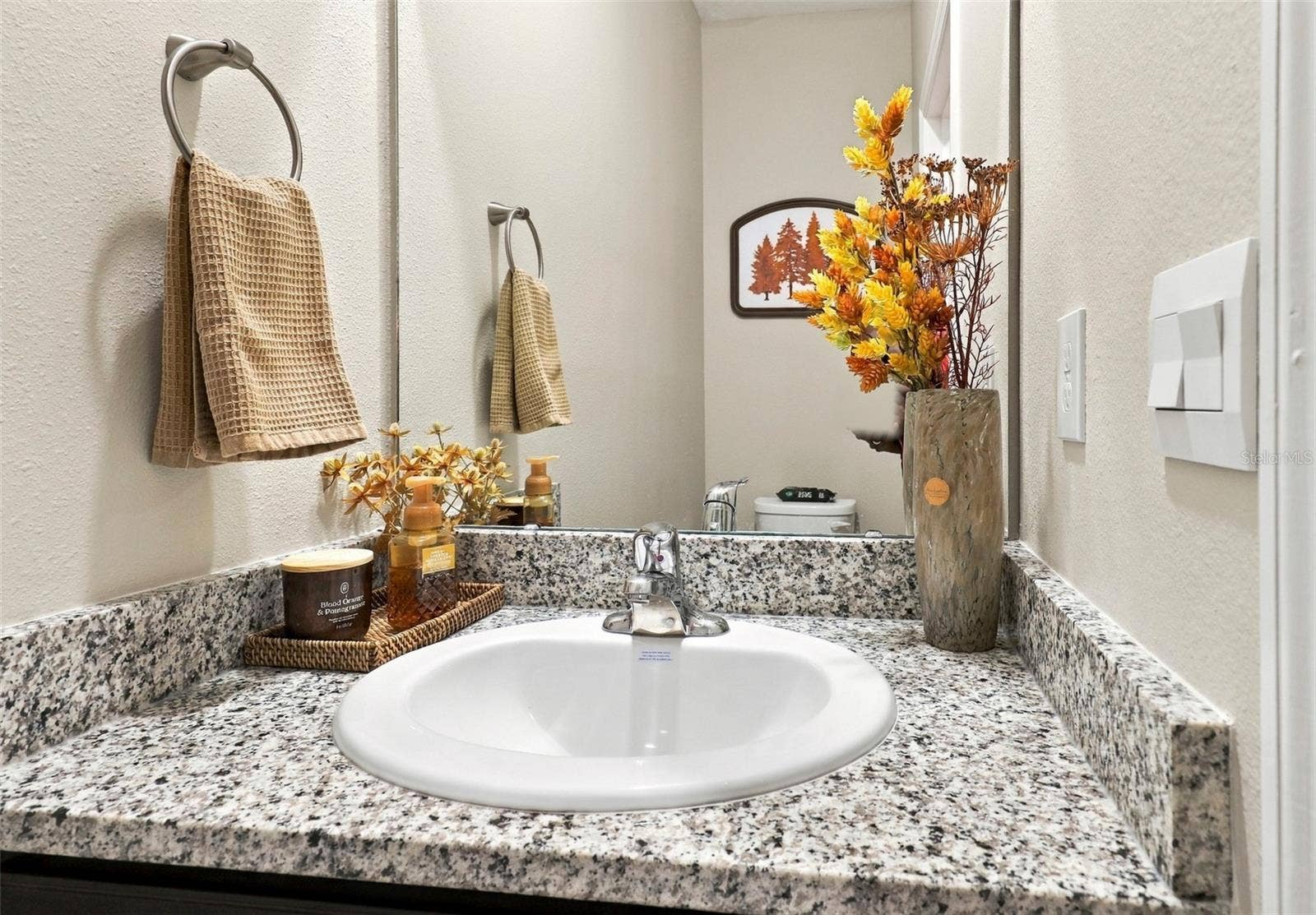 33310 MAJOR OAK DRIVE, Wesley Chapel, FL 33545 Half Bathroom Featuring Granite Style Countertop