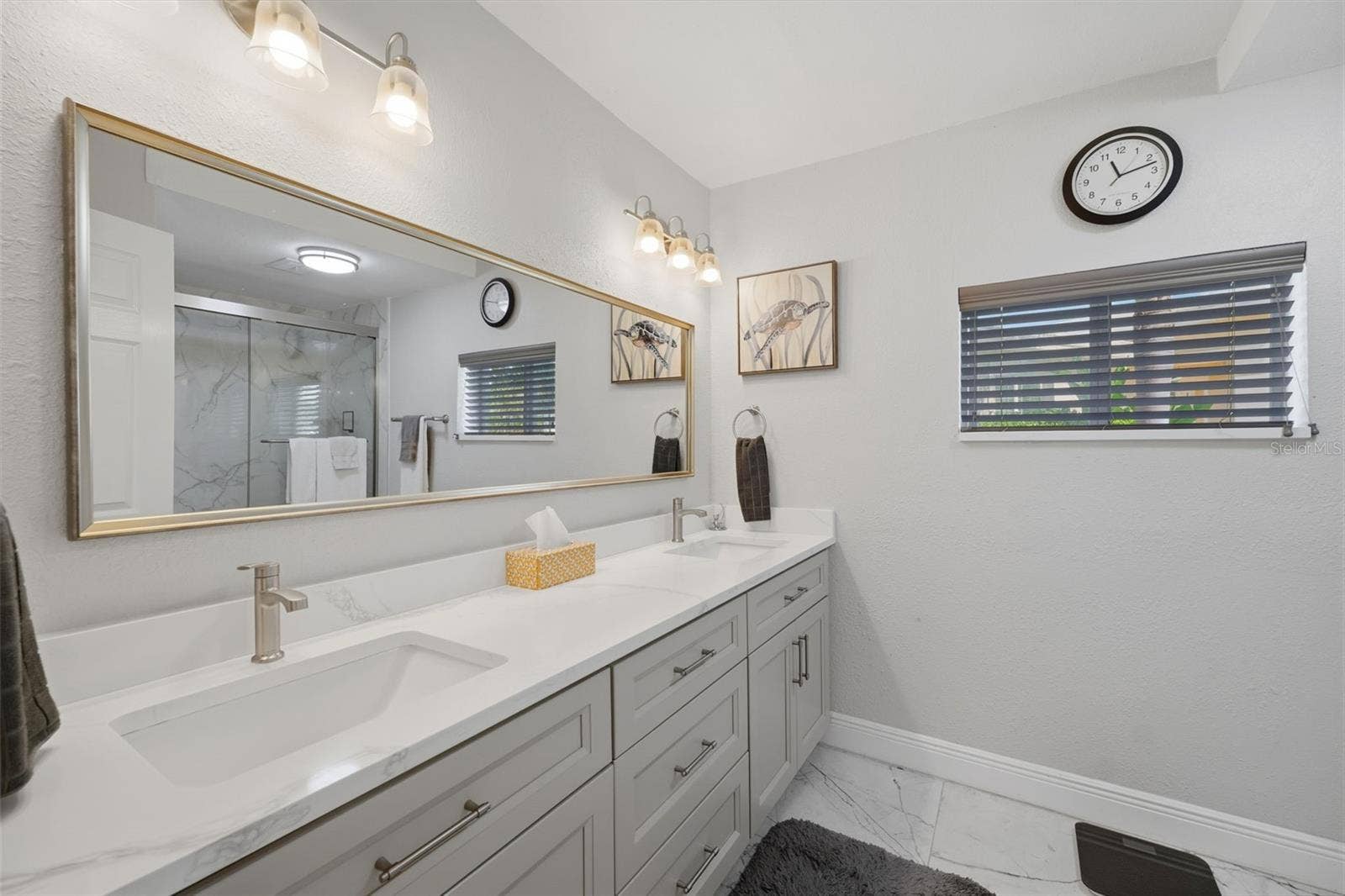 Guest bath boast duel sinks, tub and shower.  Everything is new!
