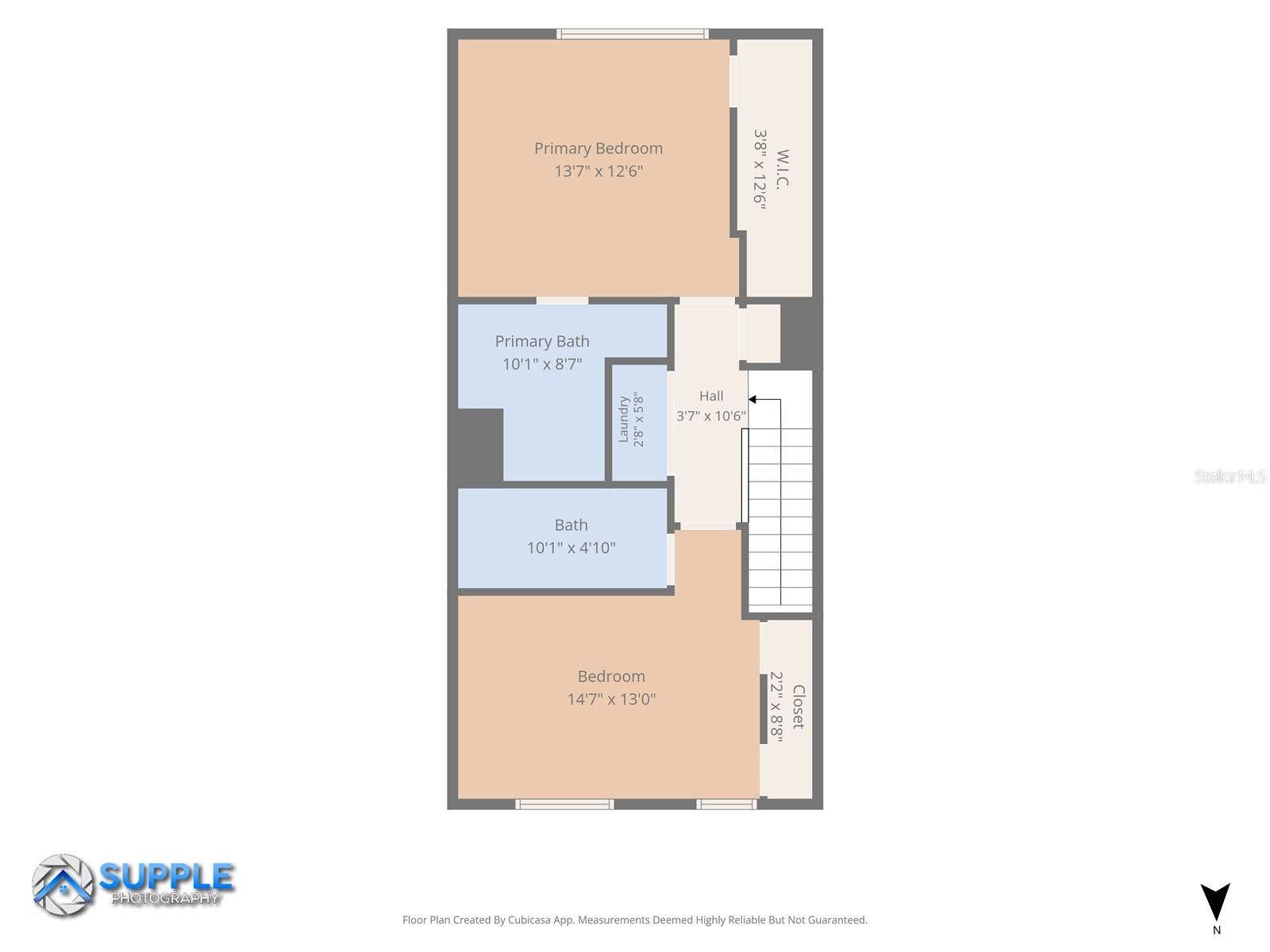 3181 BAYSHORE OAKS DRIVE, Tampa, FL 33611 Third floor plan with room measurements. Measurements are approximate; buyer to verify.