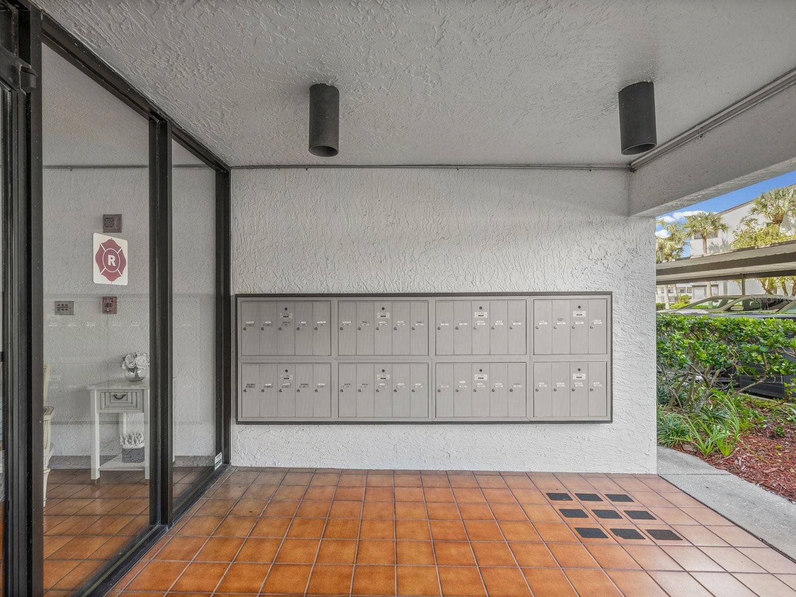 Mail center by building entry