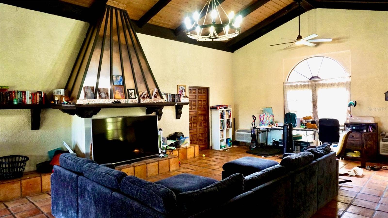 36178 GRESHAM ROAD, Webster, FL 33597 Inside villa with wood burning fireplace