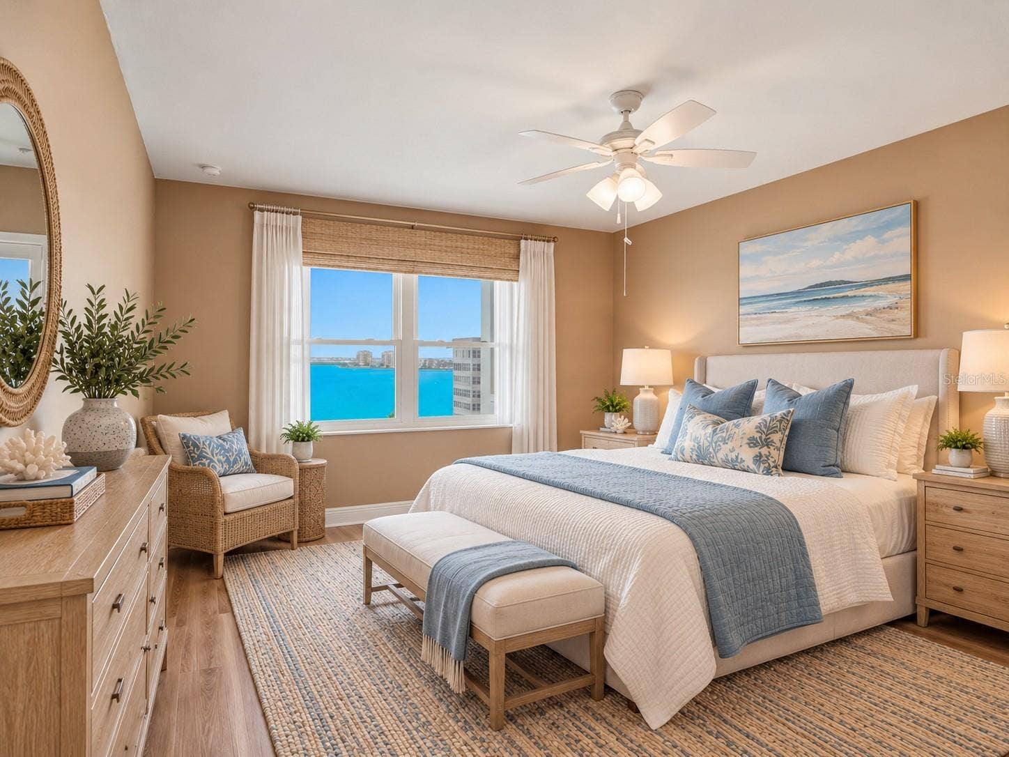 Guest bedroom staged