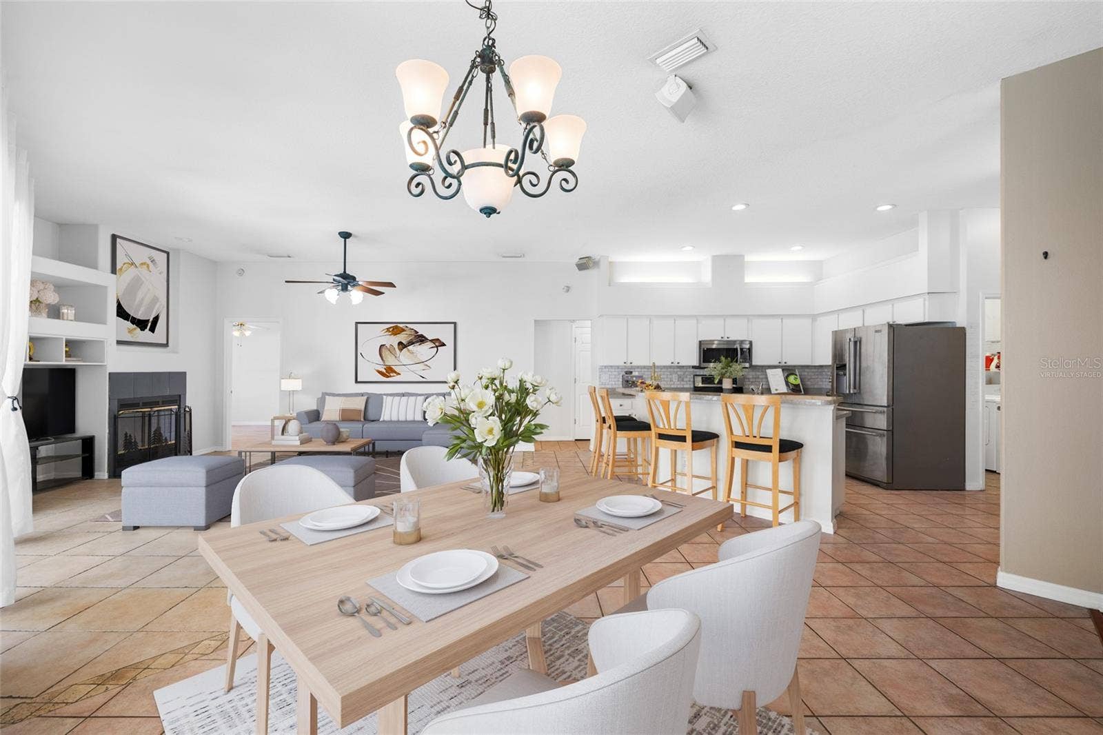 1648 WOODRIDGE COURT, Lutz, FL 33559 Family Room & Dining Area - VIRTUALLY STAGED