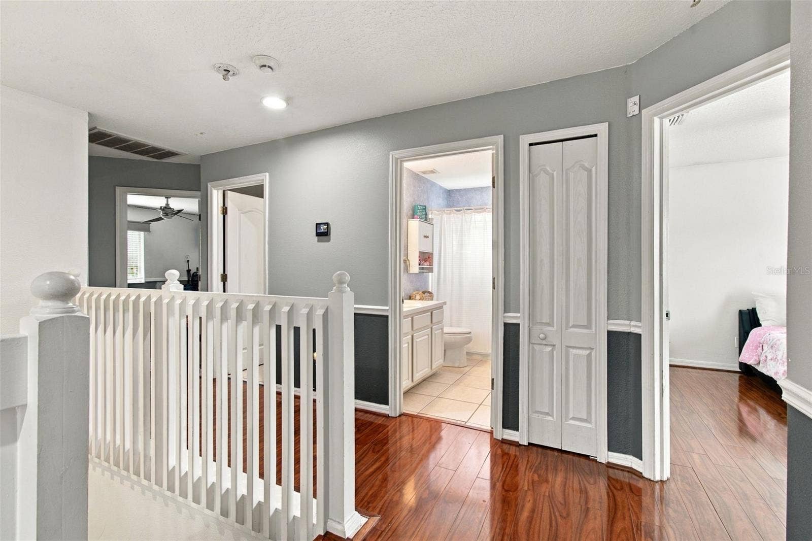 Your second story features a banister balcony, the secondary bedrooms, secondary bathrooms and primary suite.