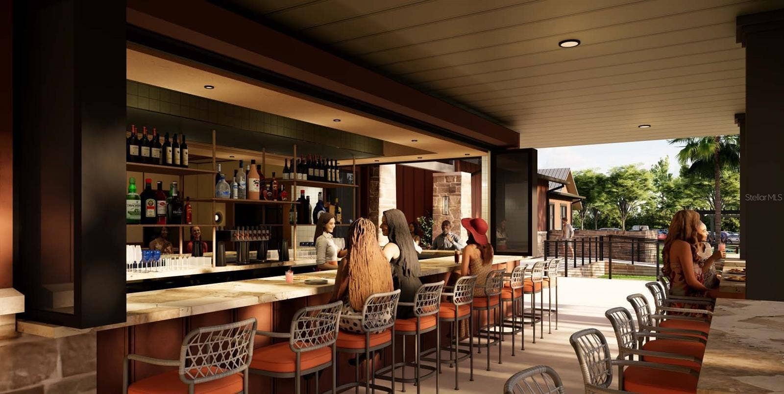 9907 TRELLIS VINE WAY, Parrish, FL 34219 Harvest Club Rendering - Restaurant Exterior & Outdoor Bar