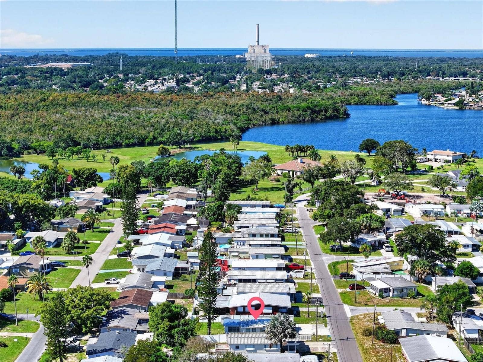 4120 BUENA VISTA LANE, Holiday, FL 34691 Aerial view of the mobile home and close location to the beaches and Gulf.