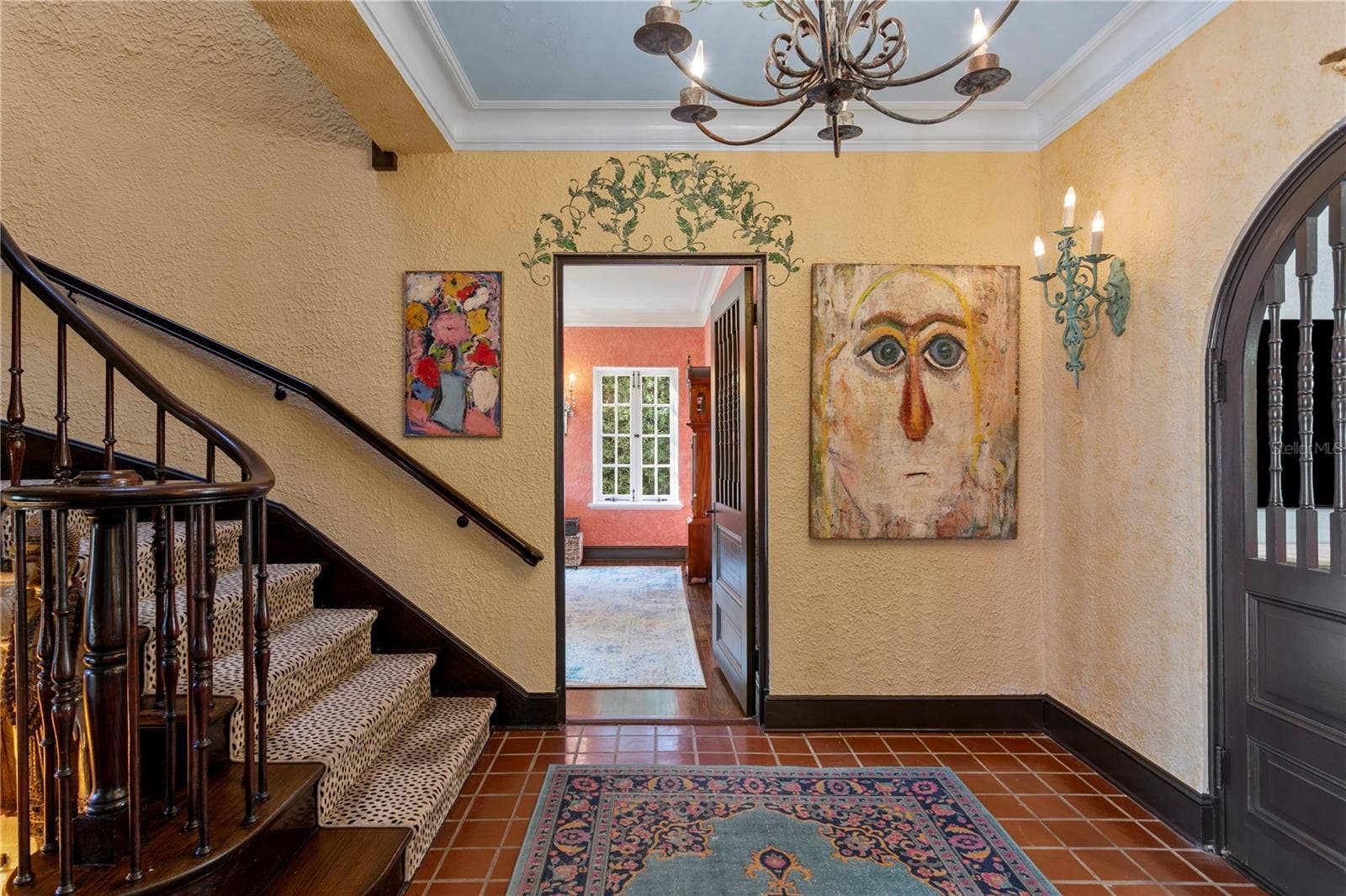 7211 3RD AVENUE S, St Petersburg, FL 33707 From the Foyer looking towards the Dining Room, notice the curved doors towards the Parlor on the right.