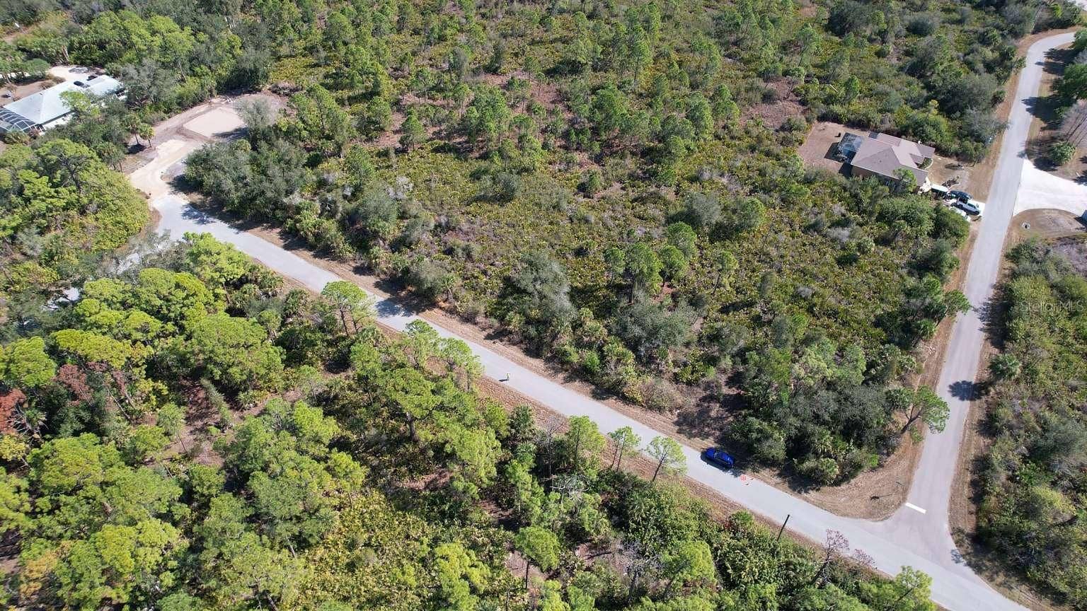 1262 SANFORD STREET, Port Charlotte, FL 33953 Aerial view of the lot and surrounding roads.