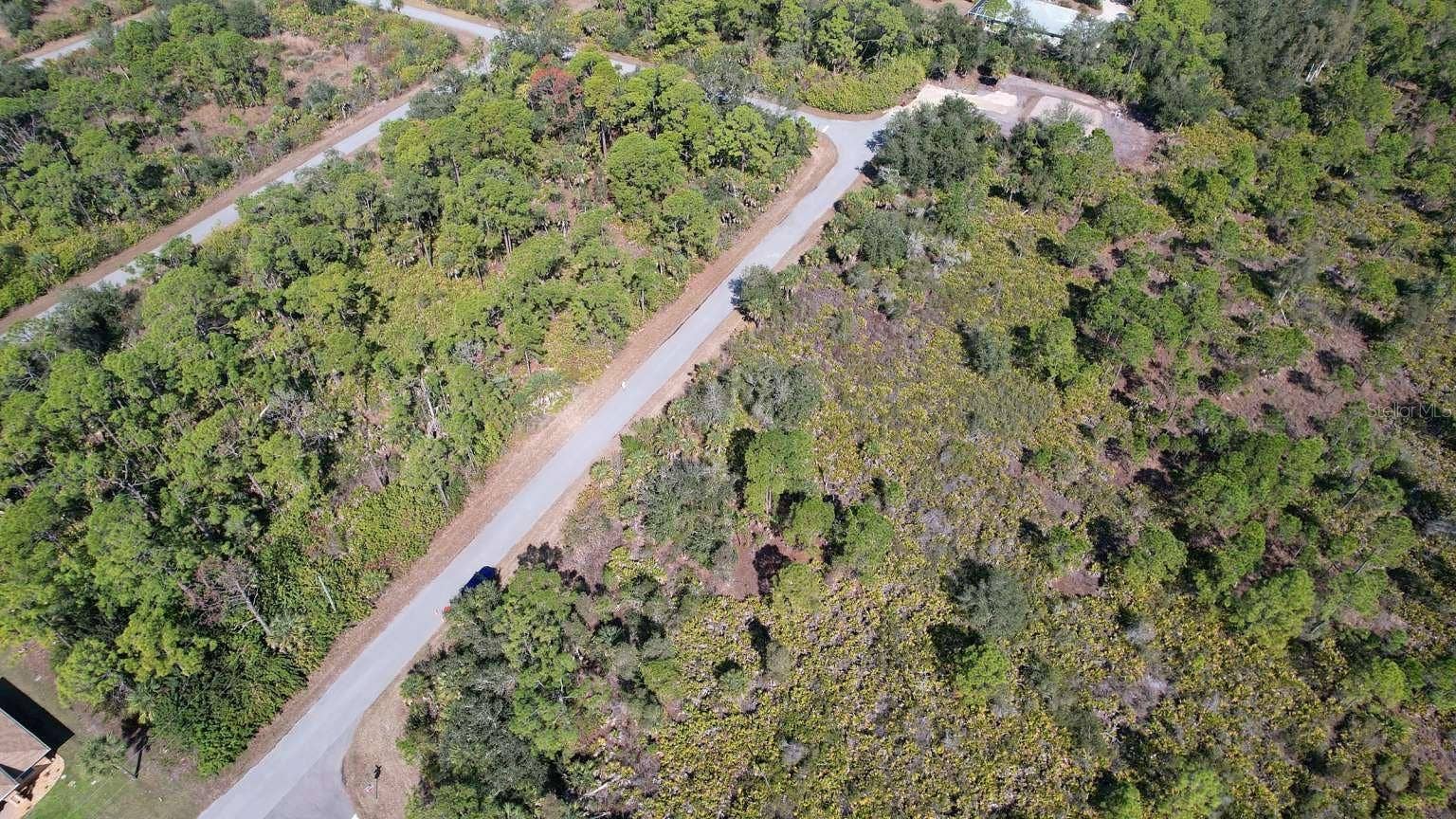 1262 SANFORD STREET, Port Charlotte, FL 33953 Aerial view of the lot and surrounding roads.