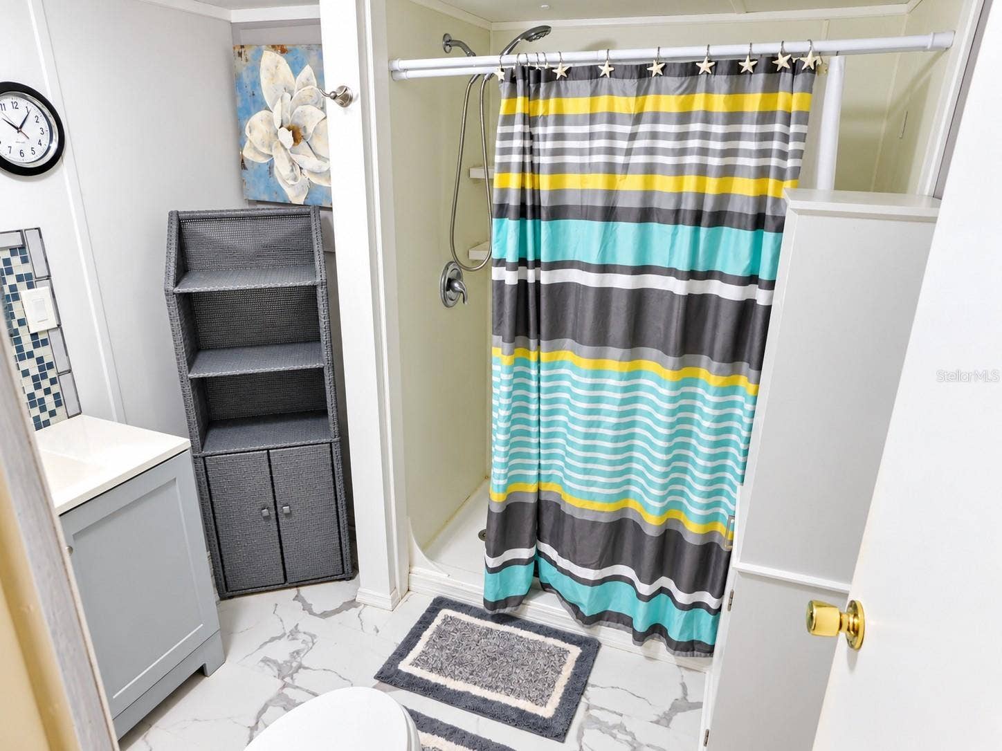 Step in shower.