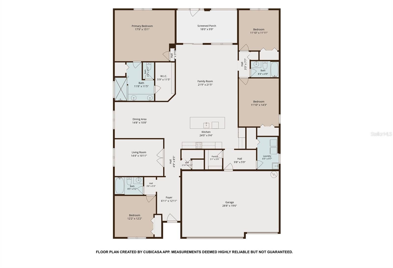 12417 BRICK COBBLESTONE DRIVE, Riverview, FL 33579 Floor plan - measurements are approximate