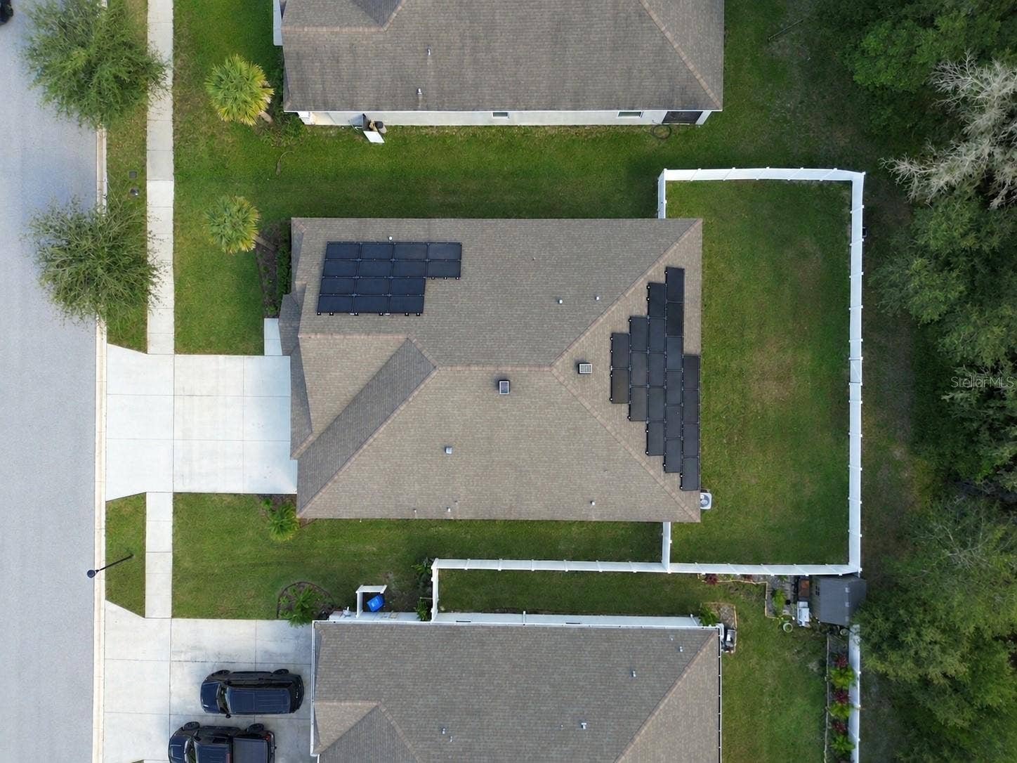12417 BRICK COBBLESTONE DRIVE, Riverview, FL 33579 Lot overhead view, includes fully fenced backyard and solar panels
