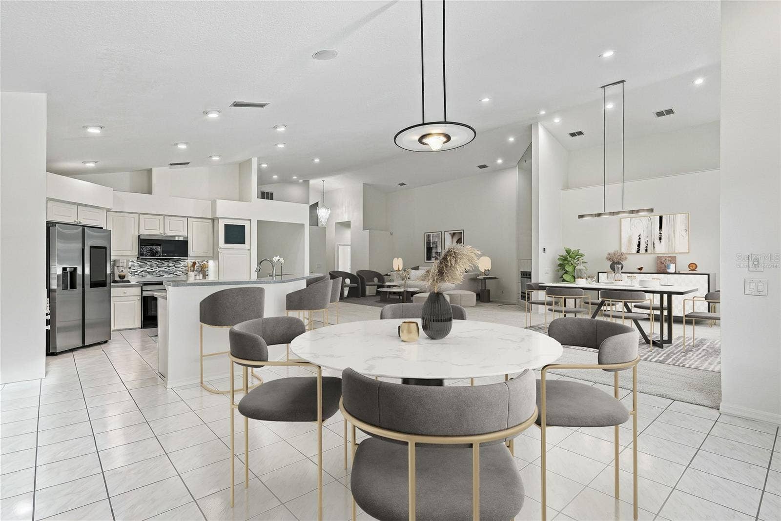 An idyllic open concept floorplan. Virtually staged.