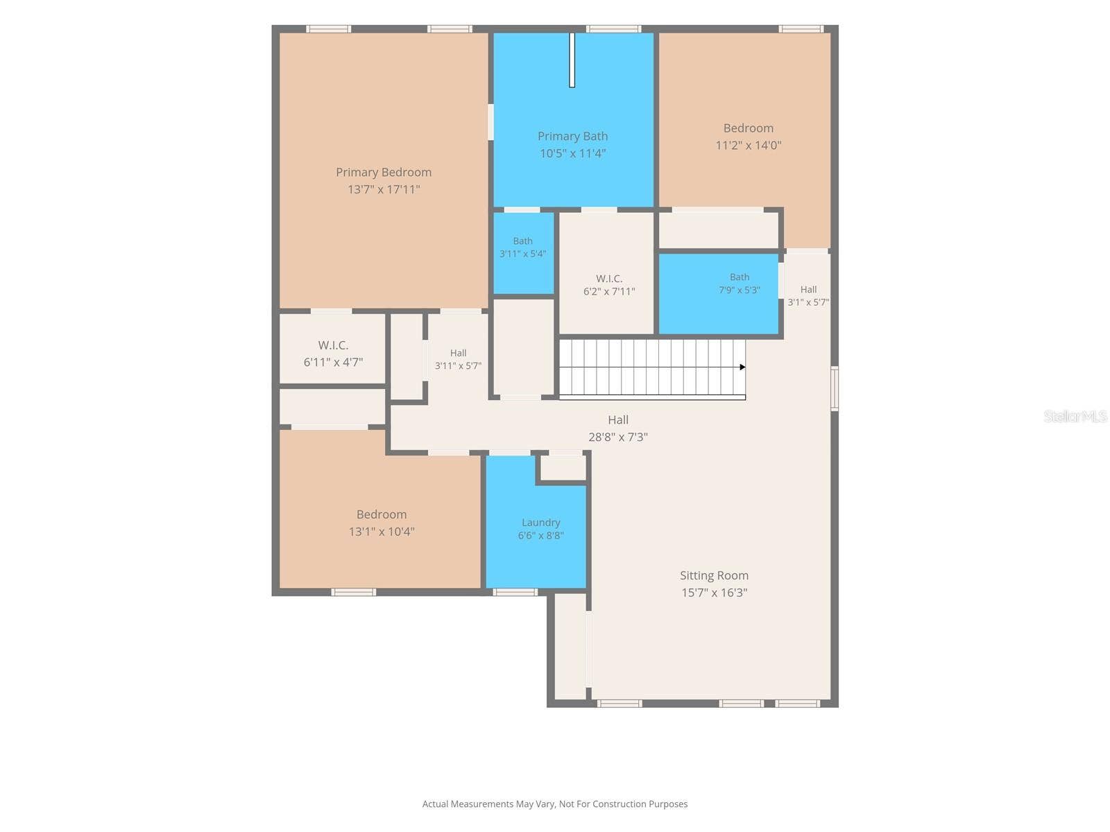 Second-floor plan with dimensions - 5126 Jackel Chase Dr, Wimauma