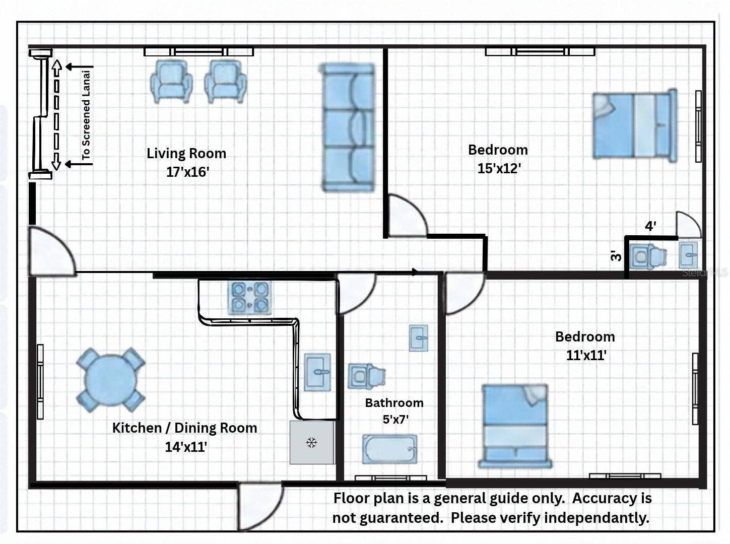 4902 31ST AVENUE S, #101, Gulfport, FL 33707 Floor plan is for representation purposes only. Dimensions and layout are approximate