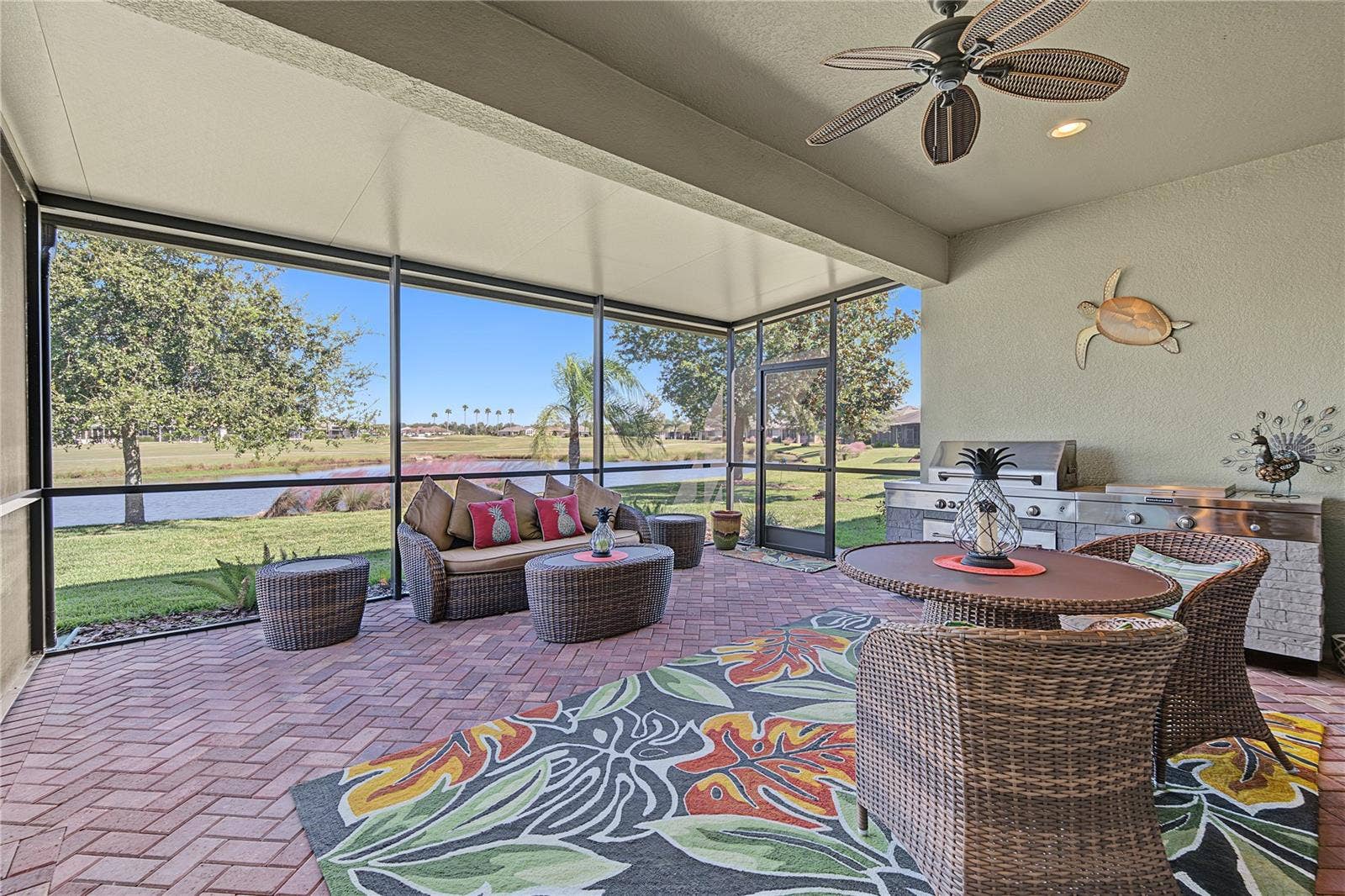 29145 GRASS BUNKER DRIVE, San Antonio, FL 33576 Relax on your Extended lanai with pavers in herringbone pattern
