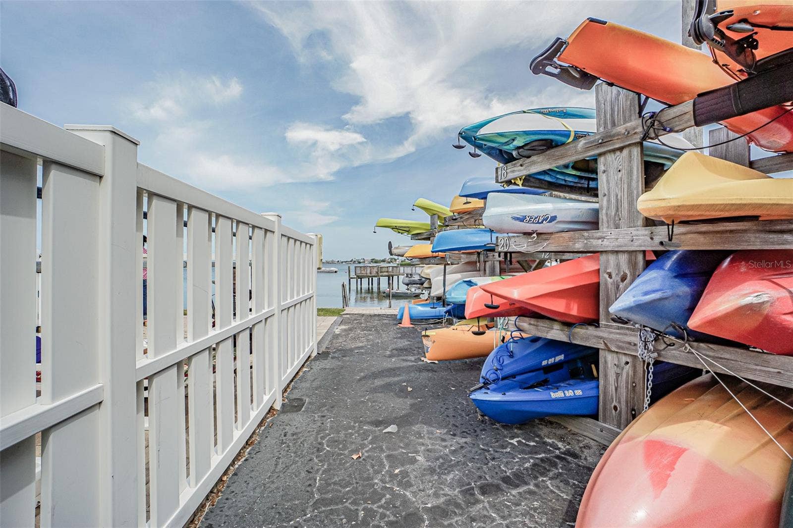 464 PAULA DRIVE N, #116, Dunedin, FL 34698 Kayak storage with direct access to launch stairs.(upon availability)