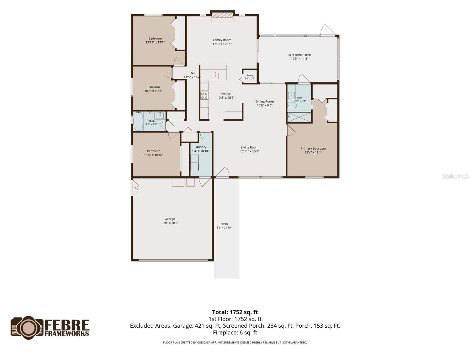 12805 98TH STREET, Largo, FL 33773 Floor plan created by Cubicasa APP. Measurements not guaranteed.