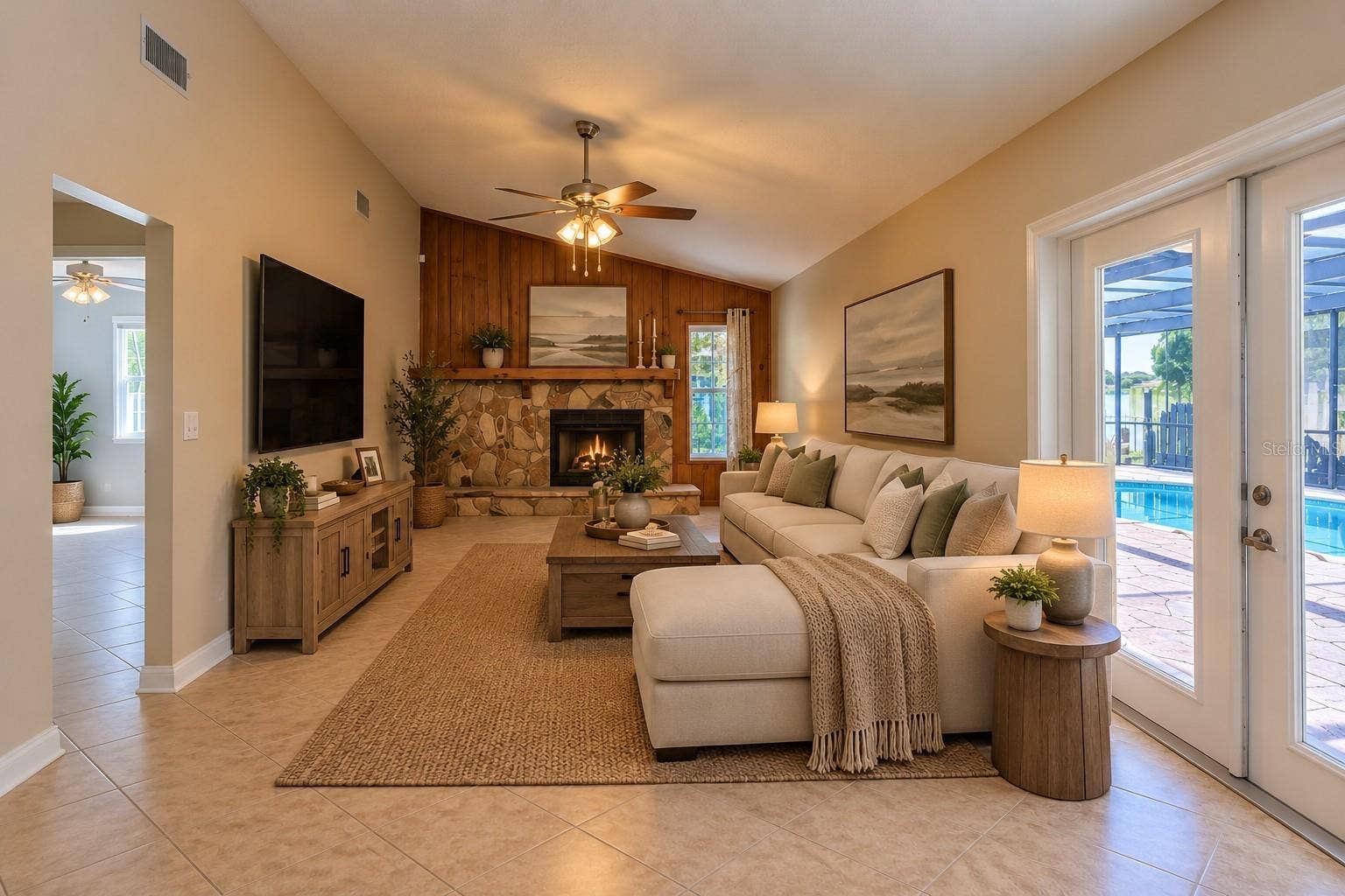 12173 WILD ACRES ROAD, Largo, FL 33773 VS Family Room with cozy Wood Burning fireplace