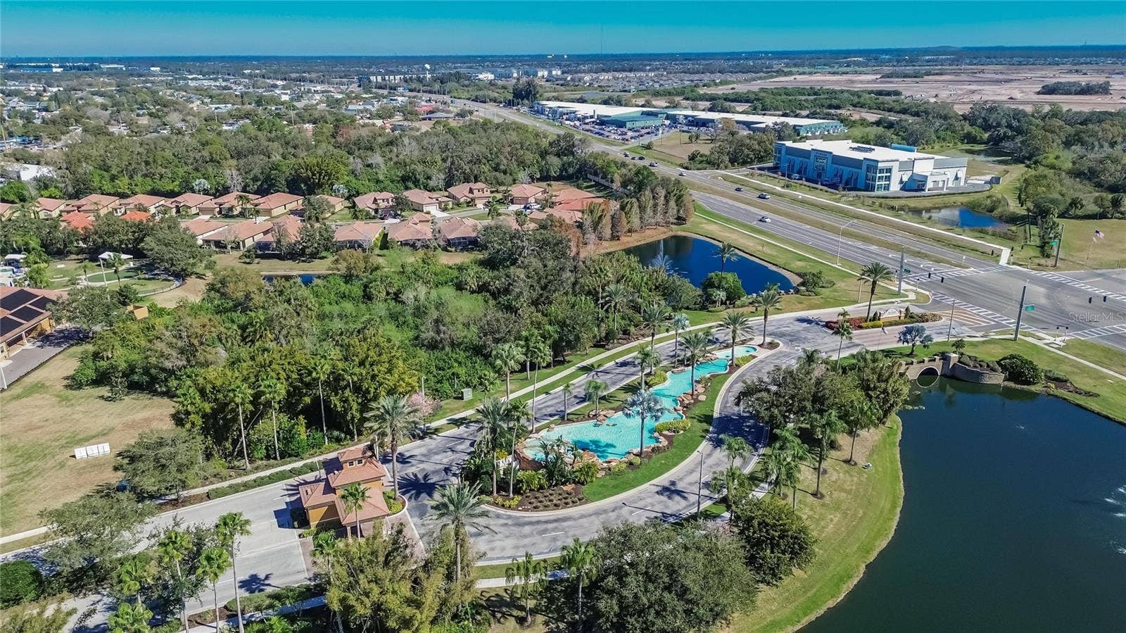 5504 SUNSET FALLS DRIVE, Apollo Beach, FL 33572 Aerial view of entrance to community