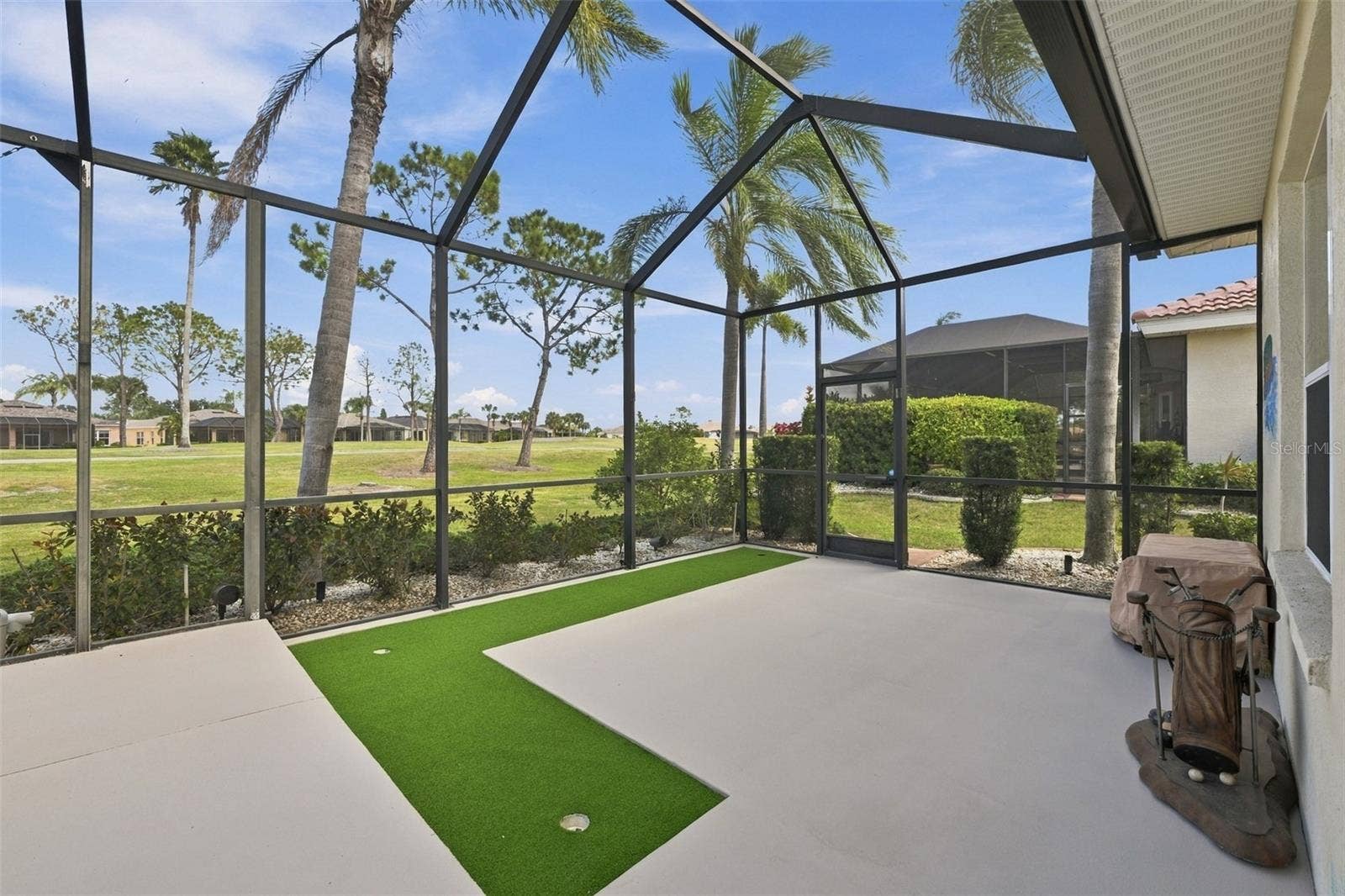 There is even a private putting green!  Or you could install grass pallets for your pets.