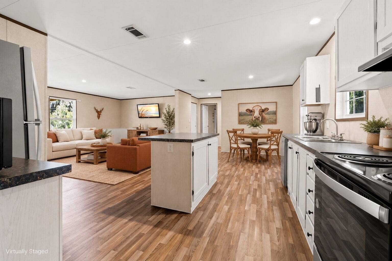 Virtually Staged - Kitchen, Dining Room and Living Room