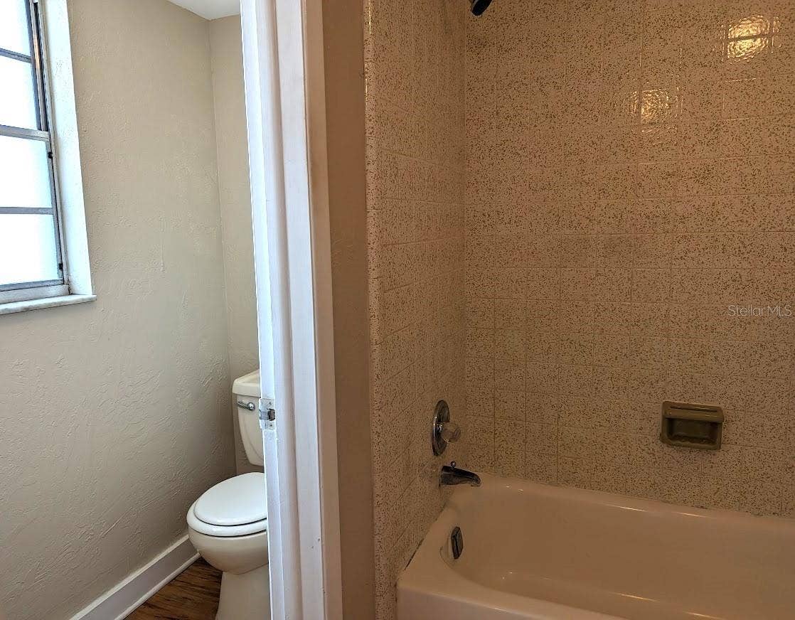 Tub shower and water closet area