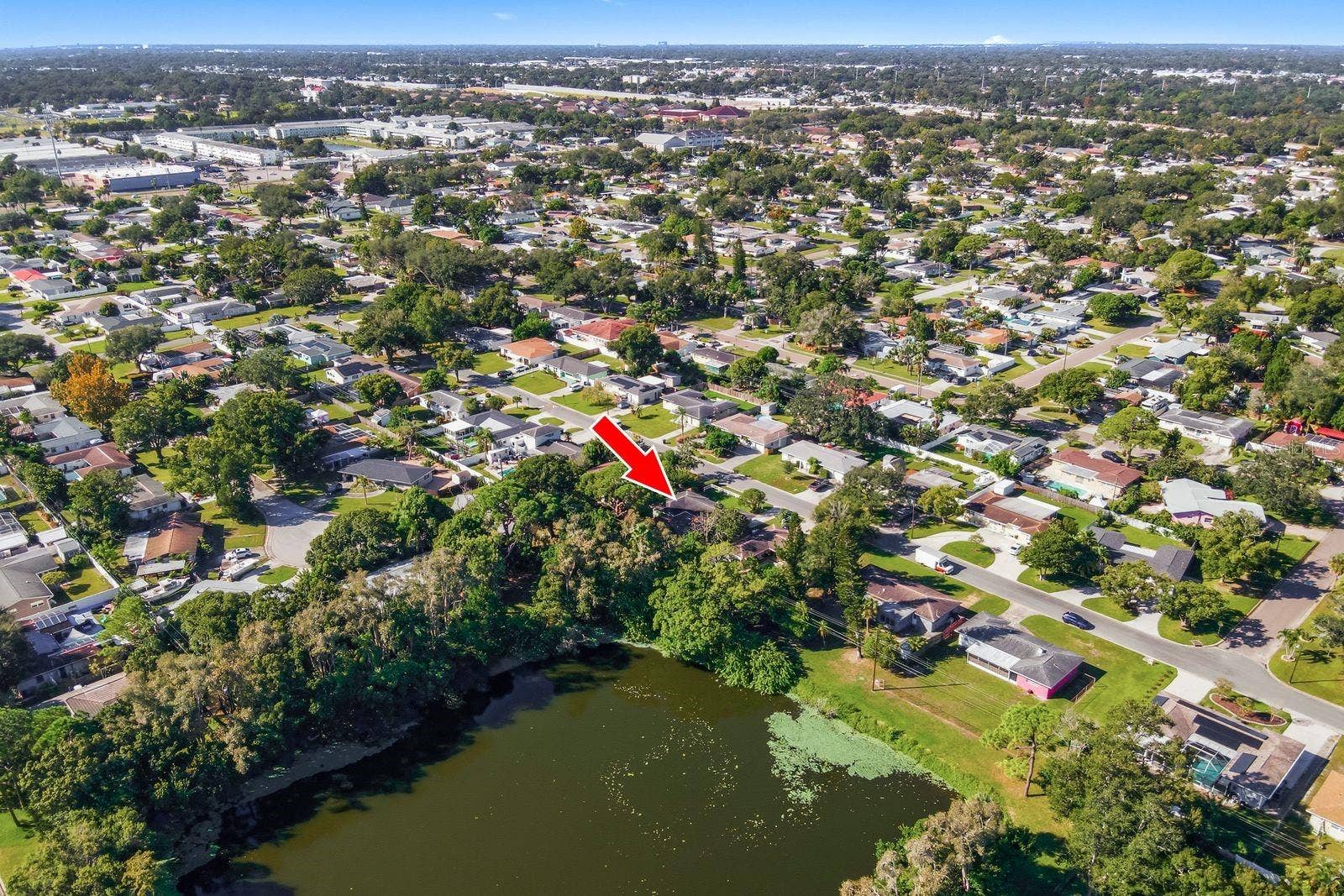 6801 17TH LANE N, St Petersburg, FL 33702 Aerial view showing the pond