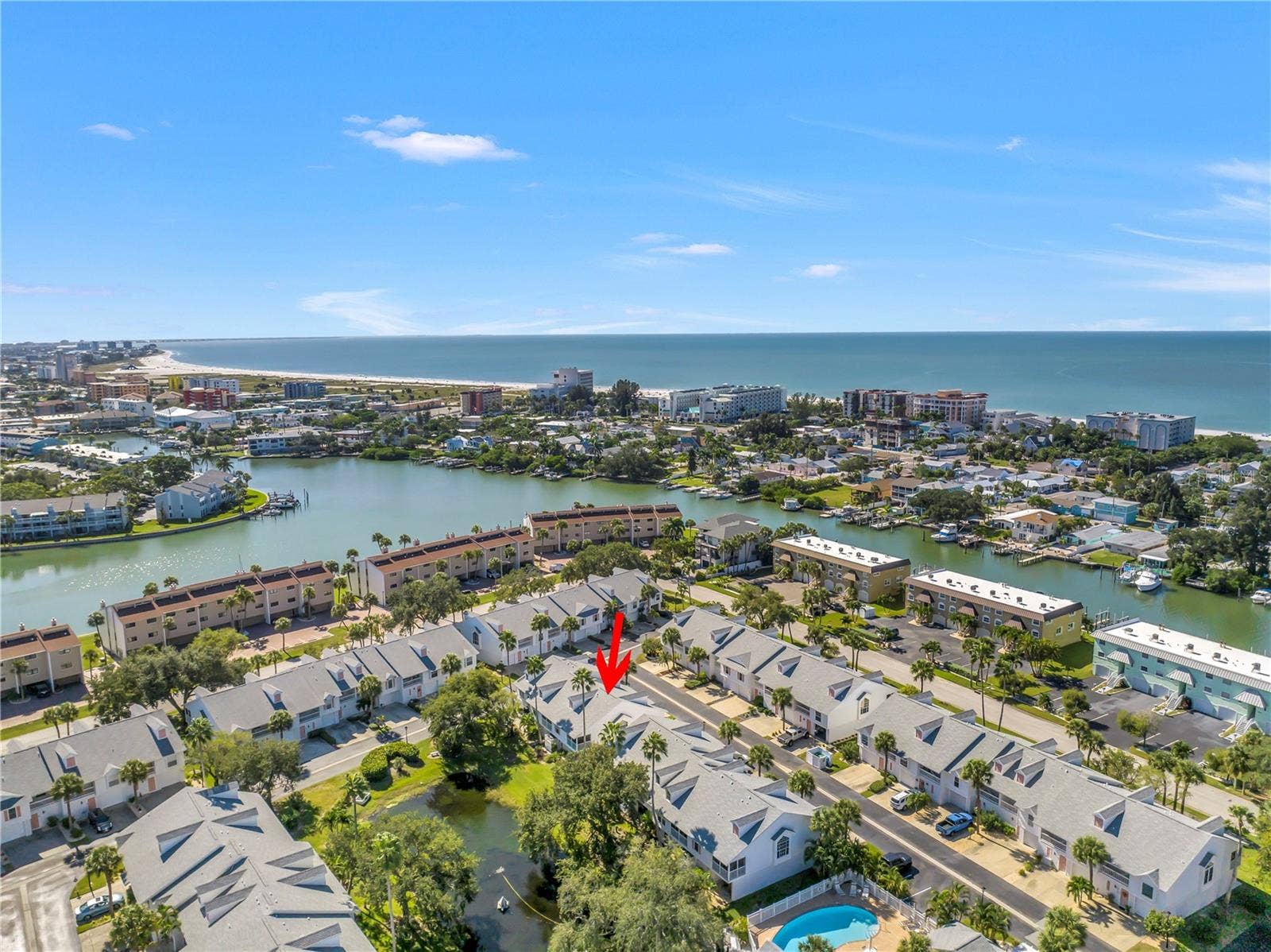 159 SUN ISLE CIR, Treasure Island, FL 33706 Looking at the unit image facing to the South. Surrounded by some of the best beaches in the U.S.