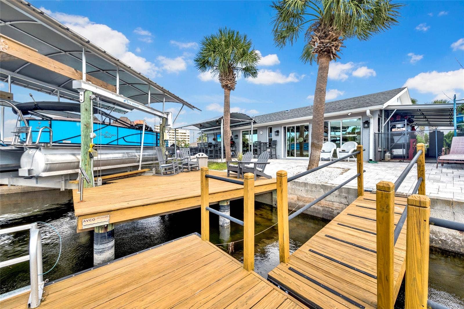 Covered Boat Hoist with Decking on Both Sides
