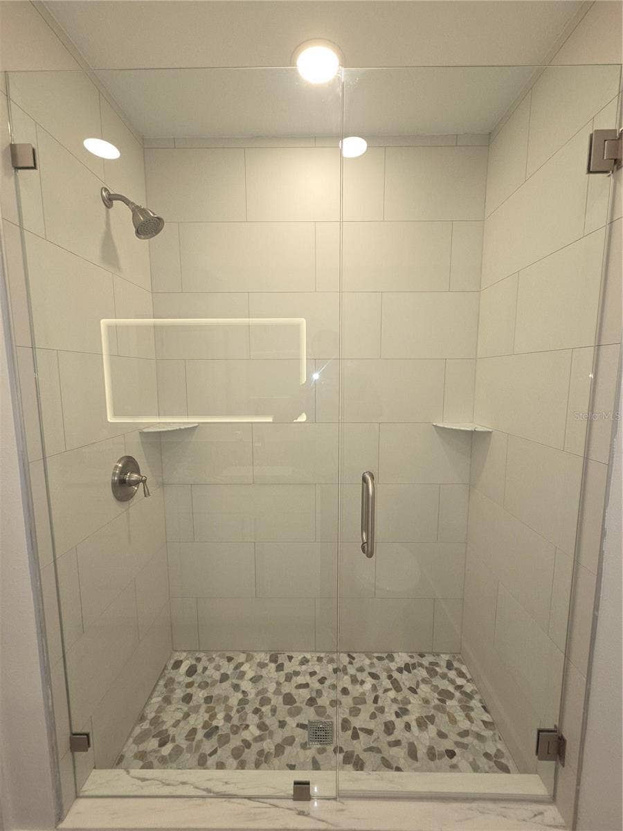 Hall Bathroom Glass Enclosed Shower