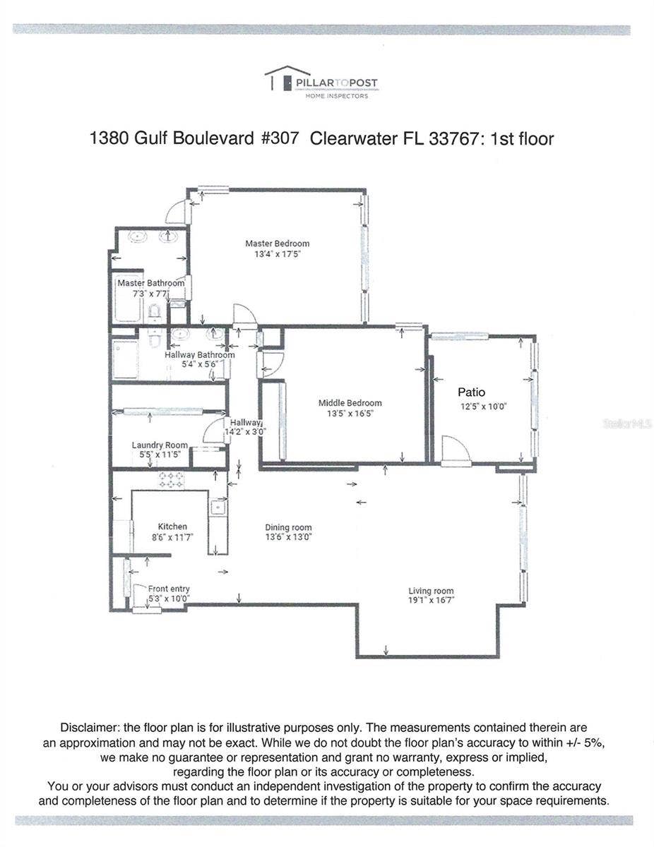 1380 GULF BOULEVARD, #307, Clearwater Beach, FL 33767 Floor Plan Unit 307