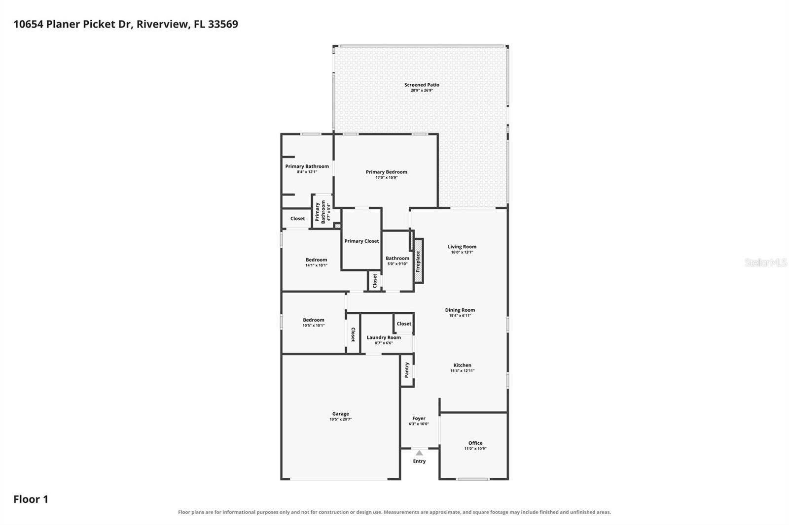 10654 PLANER PICKET DRIVE, Riverview, FL 33569 Floor plan